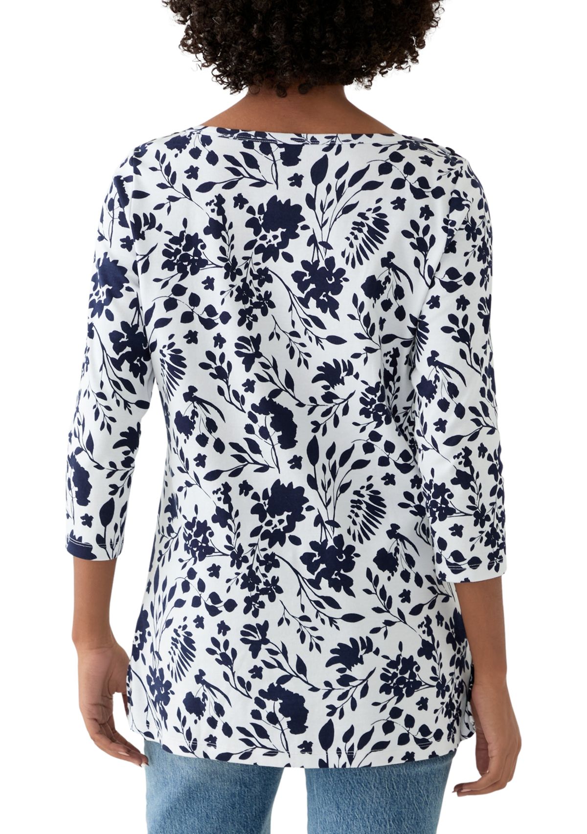 Womens Printed Boat Neck Top