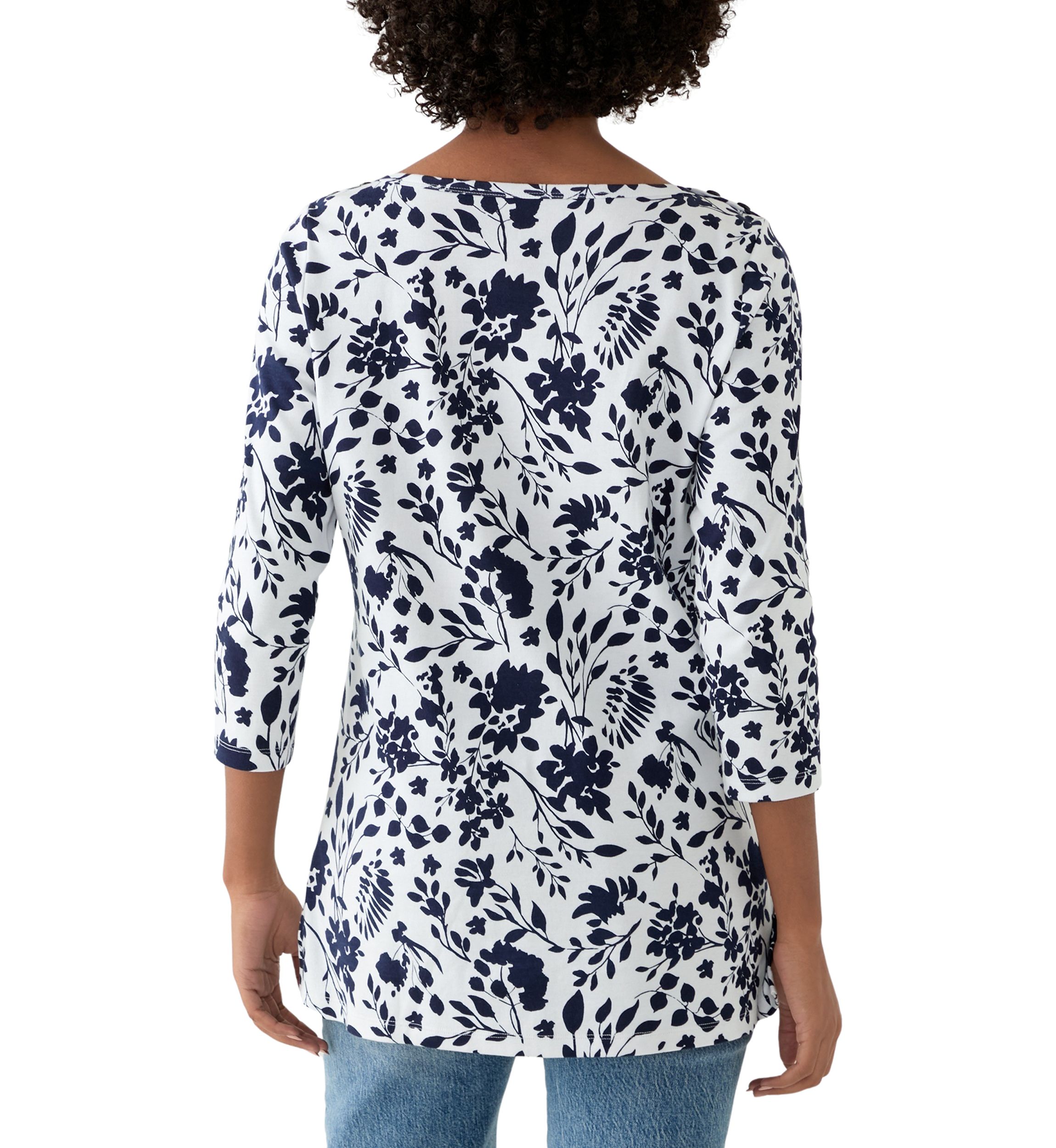 Womens Printed Boat Neck Top