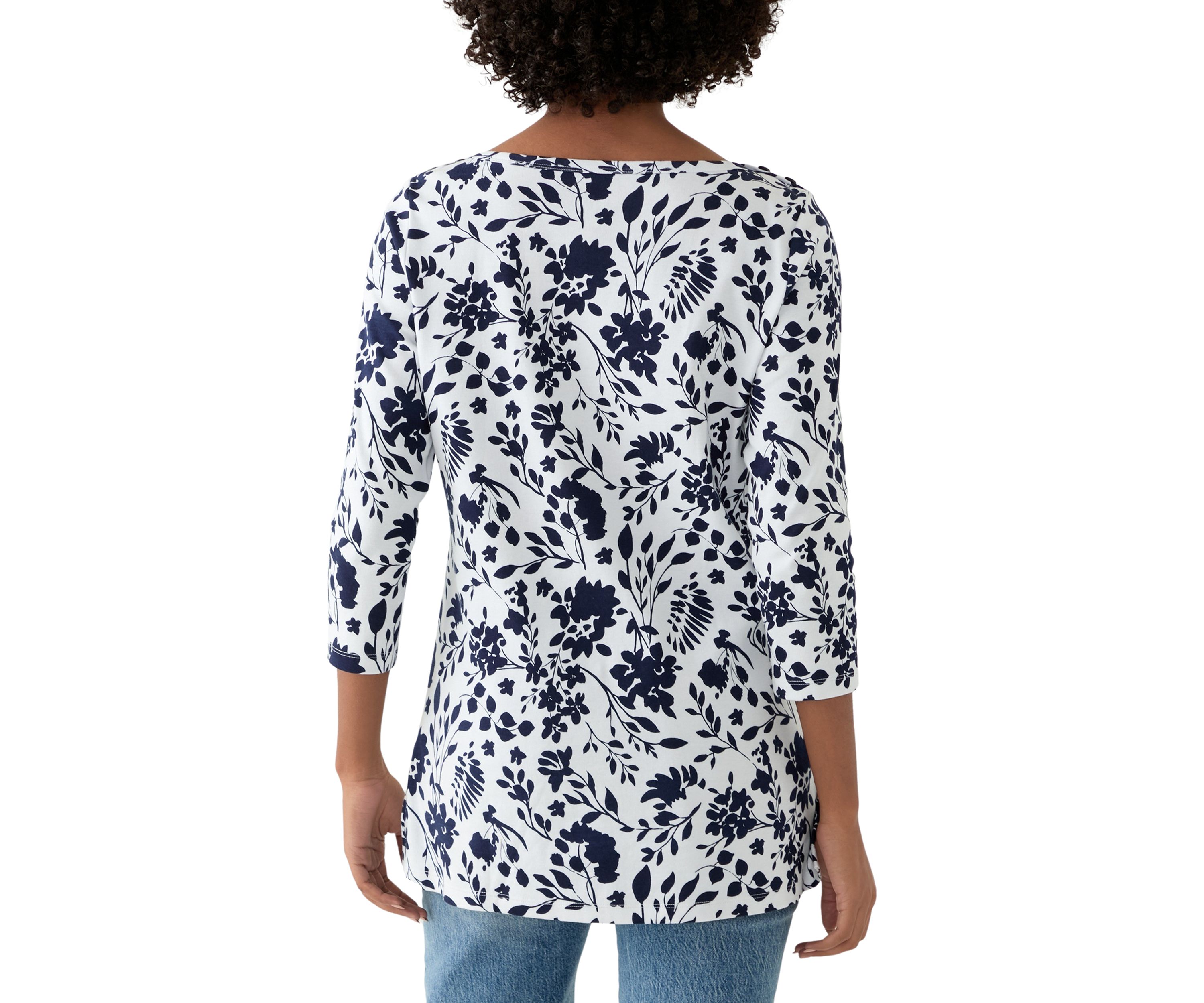 Womens Printed Boat Neck Top