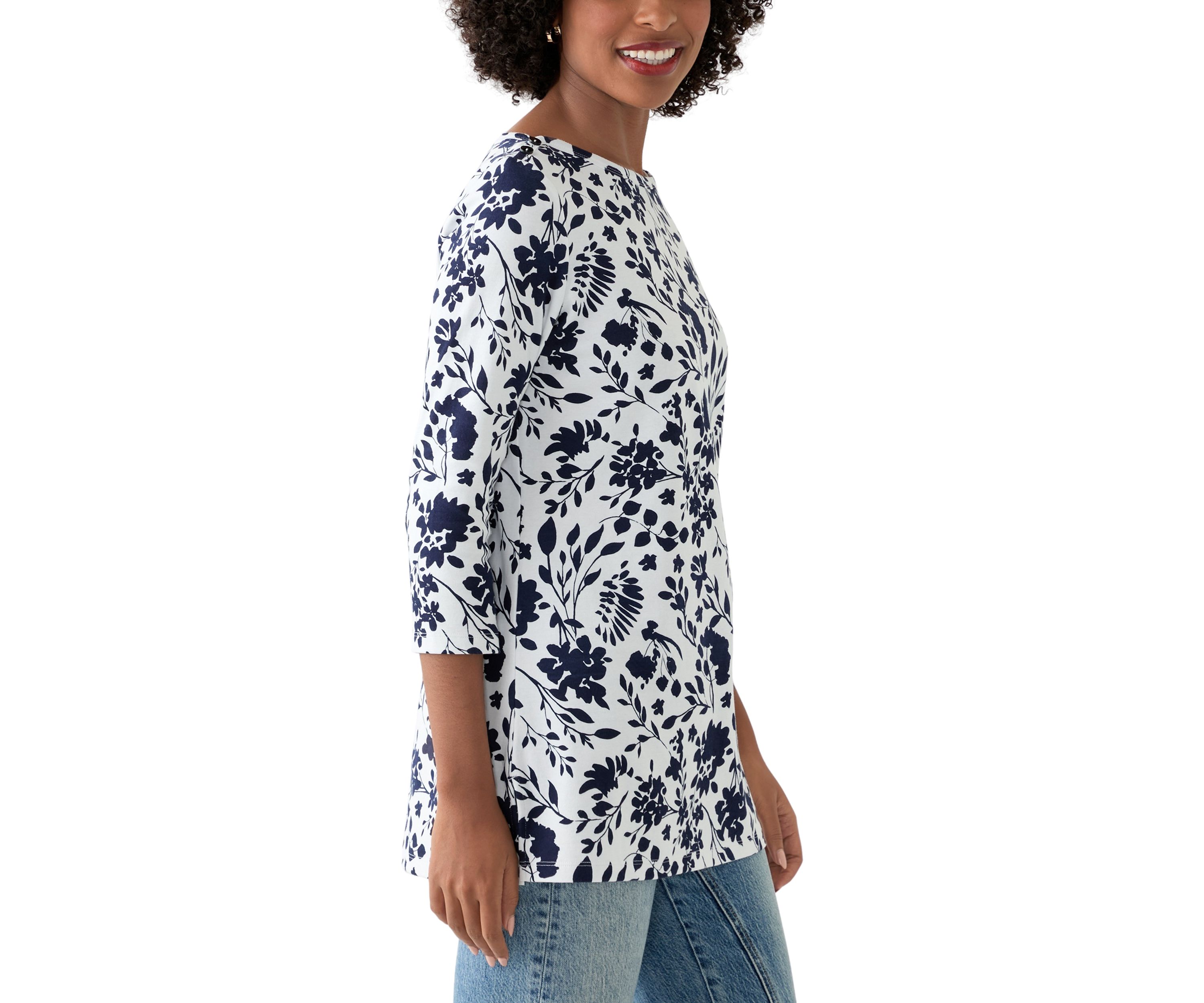 Womens Printed Boat Neck Top