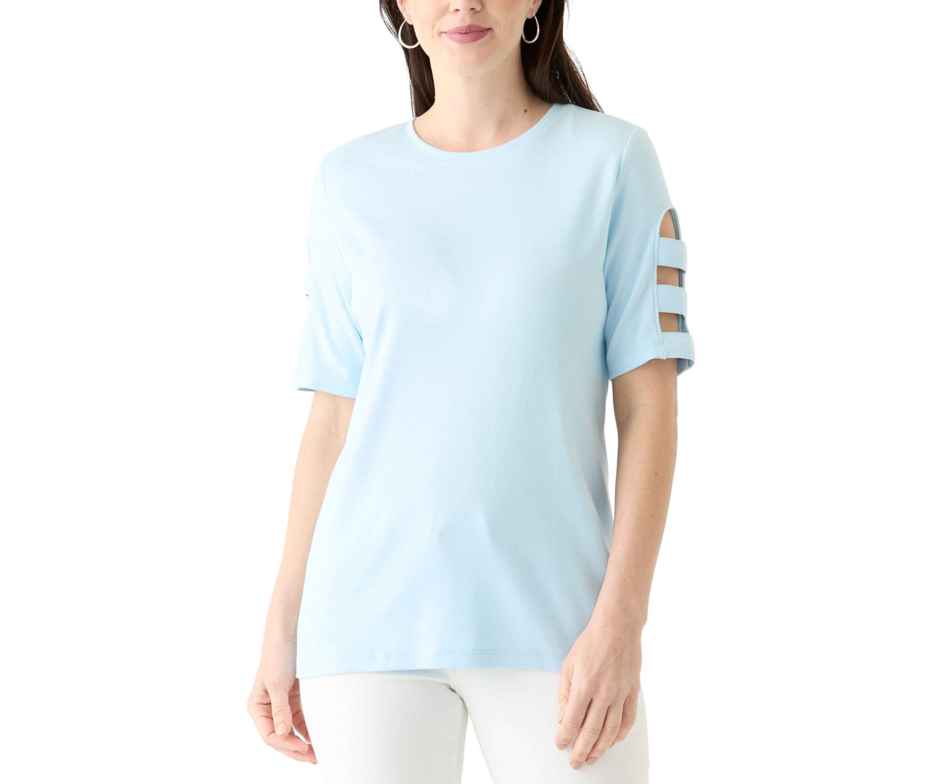 Womens Solid Ladder Sleeve Top