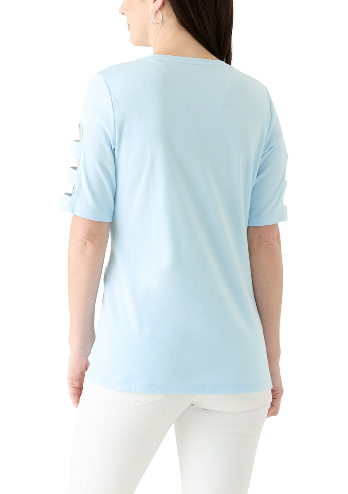Womens Solid Ladder Sleeve Top