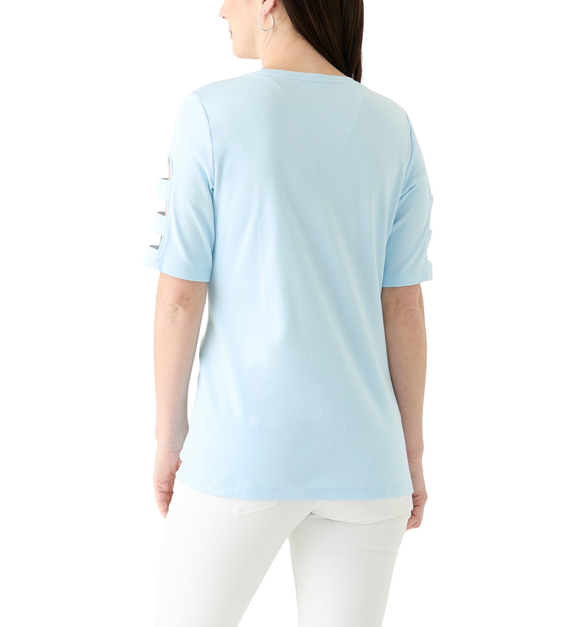 Womens Solid Ladder Sleeve Top