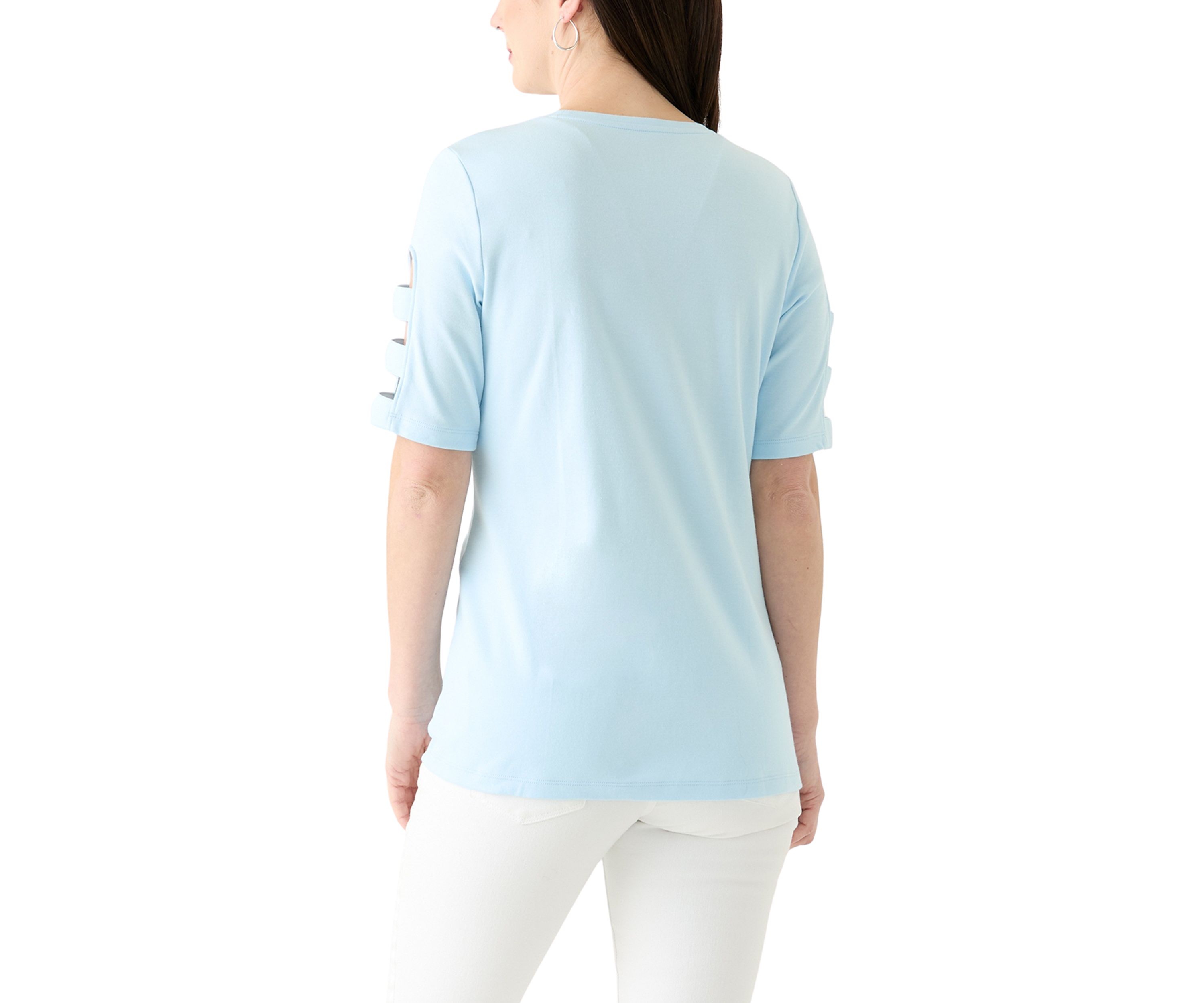 Womens Solid Ladder Sleeve Top