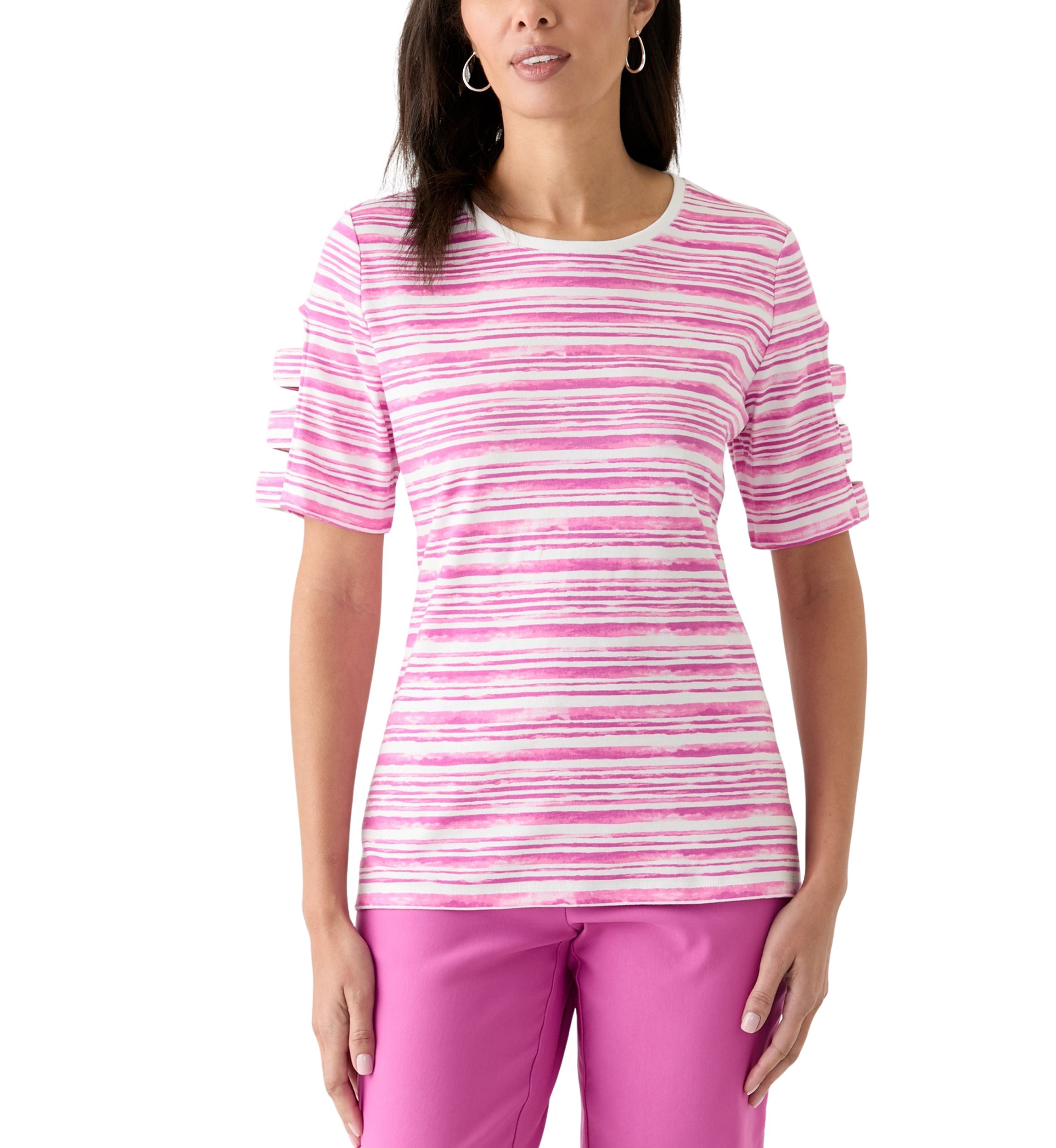 Womens Elbow Ladder Sleeve Printed T-Shirt