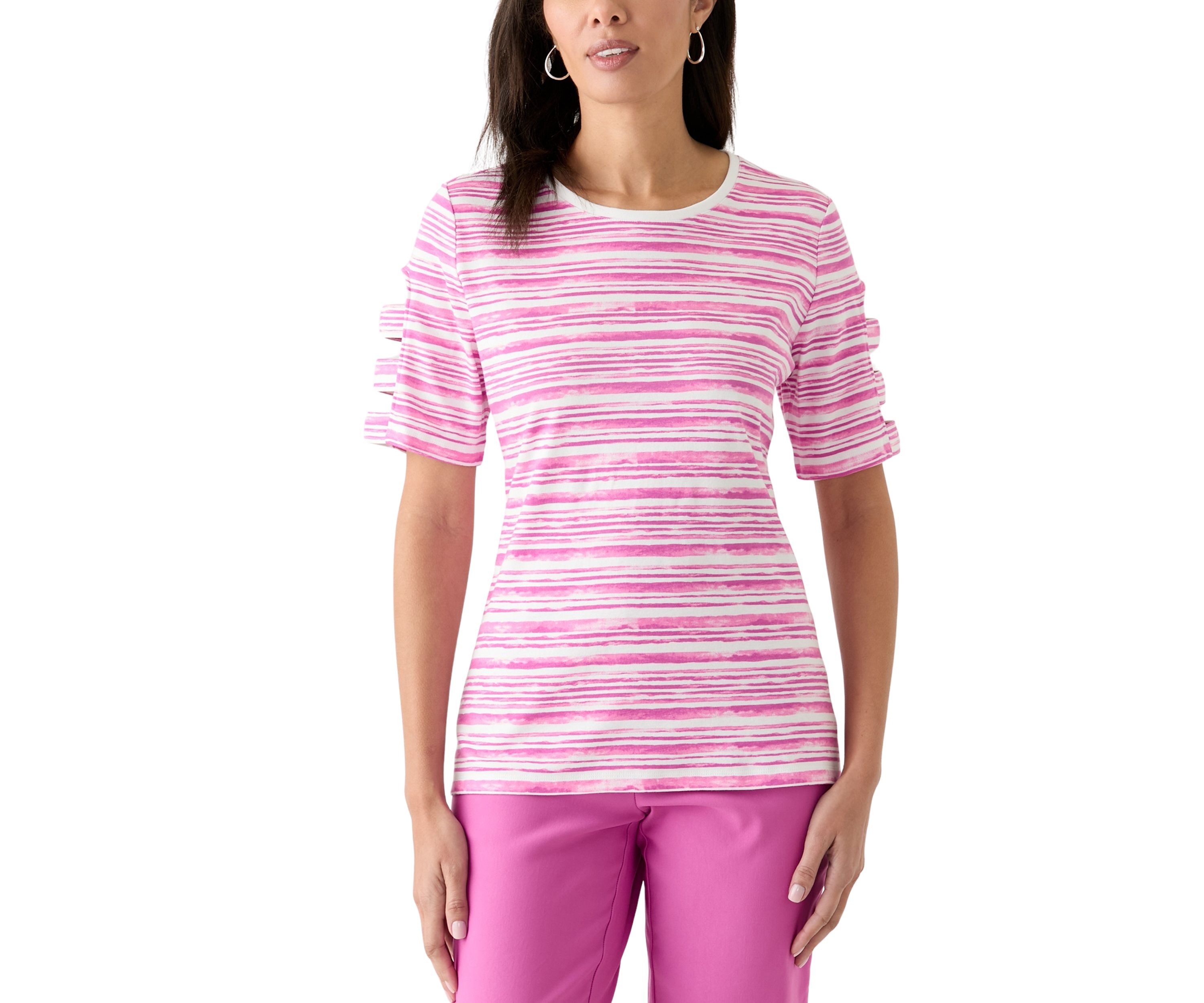 Womens Elbow Ladder Sleeve Printed T-Shirt