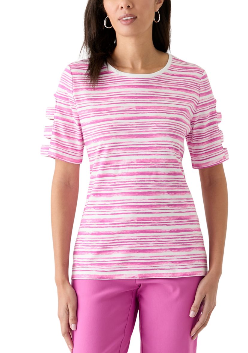 Womens Elbow Ladder Sleeve Printed T-Shirt