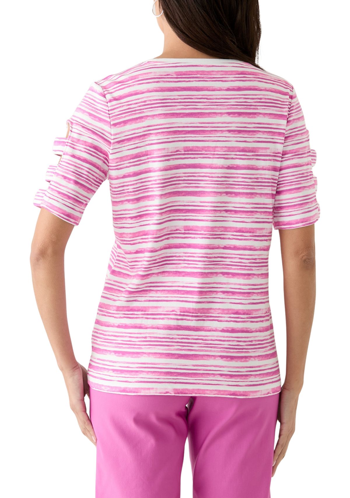 Womens Elbow Ladder Sleeve Printed T-Shirt