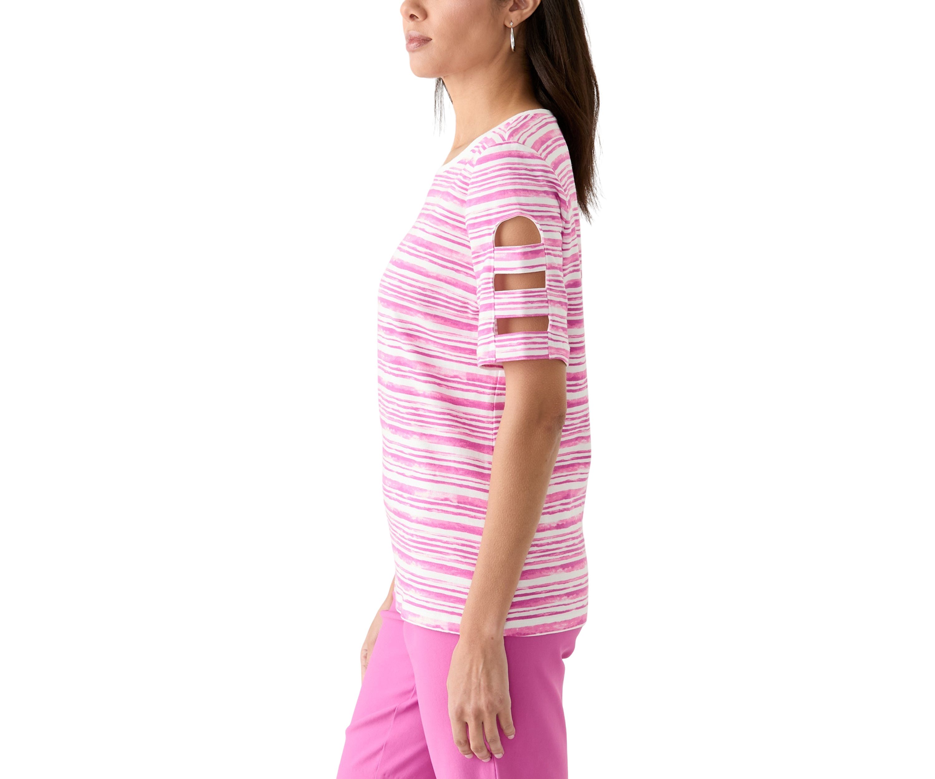 Womens Elbow Ladder Sleeve Printed T-Shirt