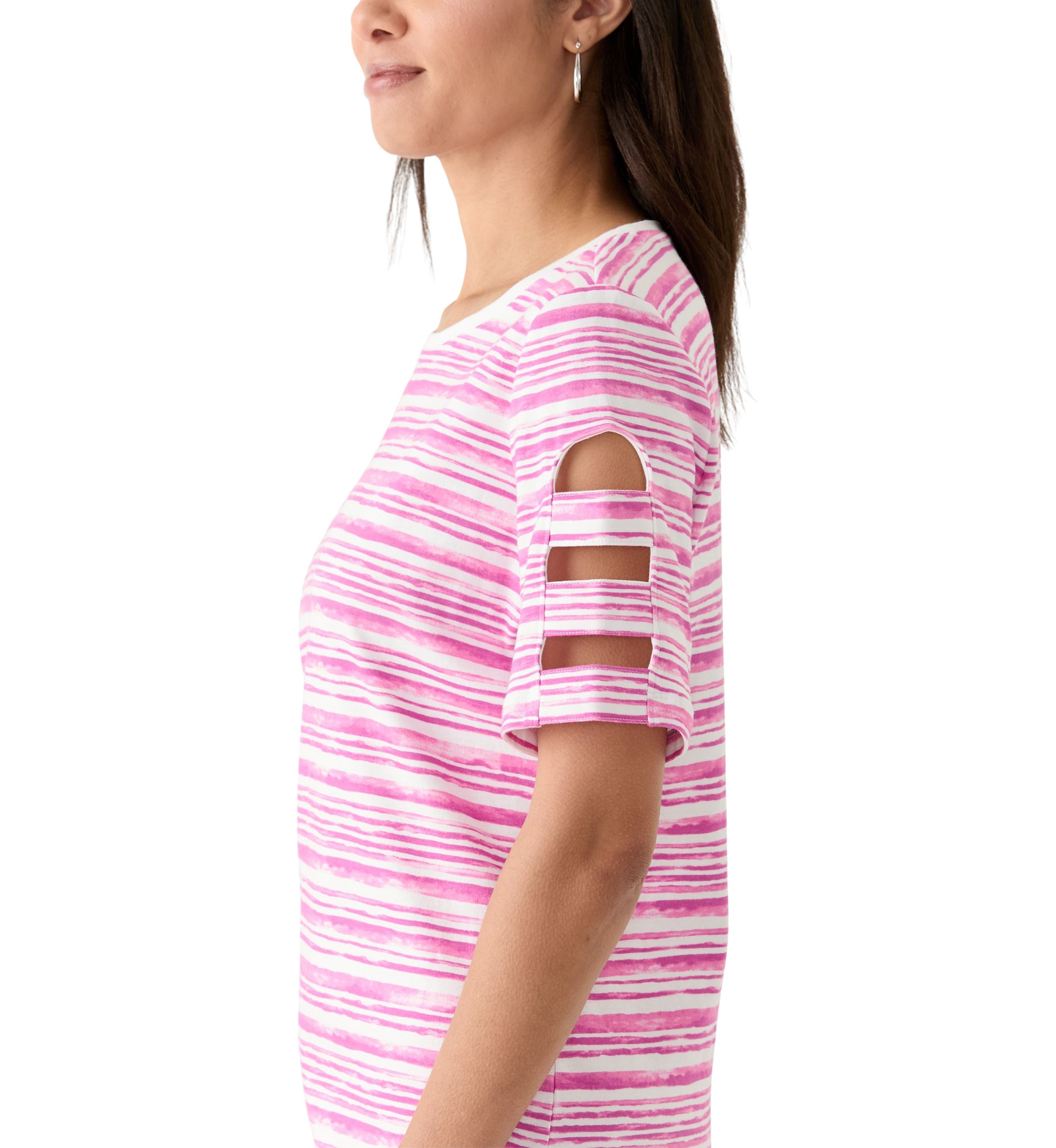 Womens Elbow Ladder Sleeve Printed T-Shirt