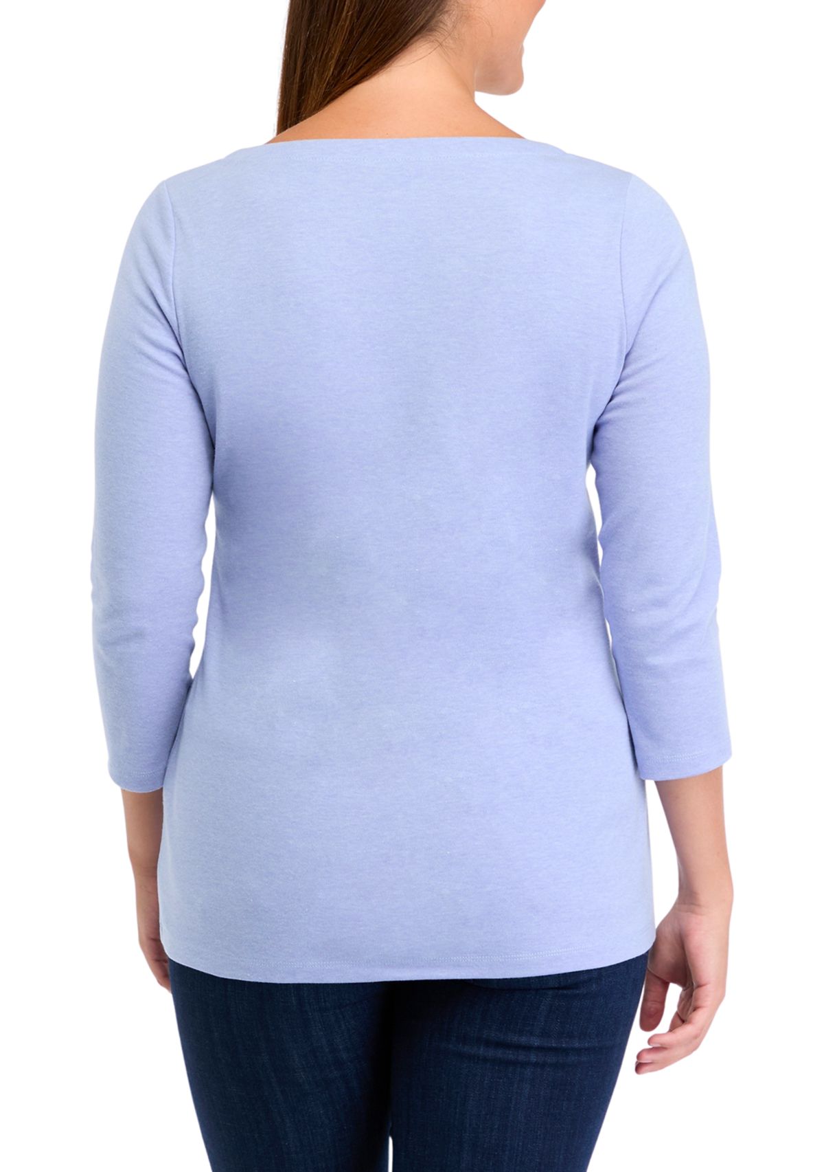 Womens 3/4 Sleeve Split Neck Heather T-Shirt