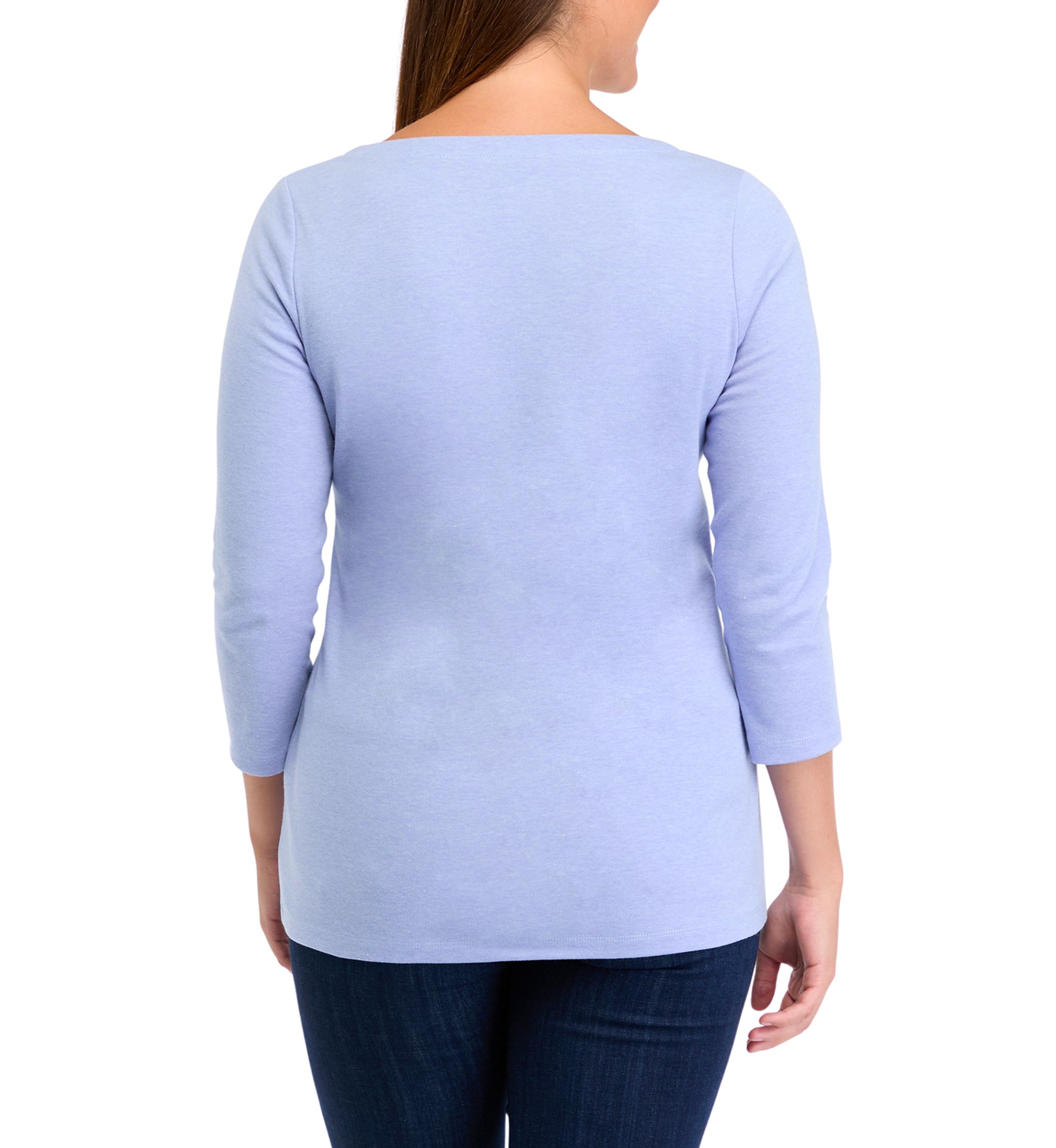 Womens 3/4 Sleeve Split Neck Heather T-Shirt