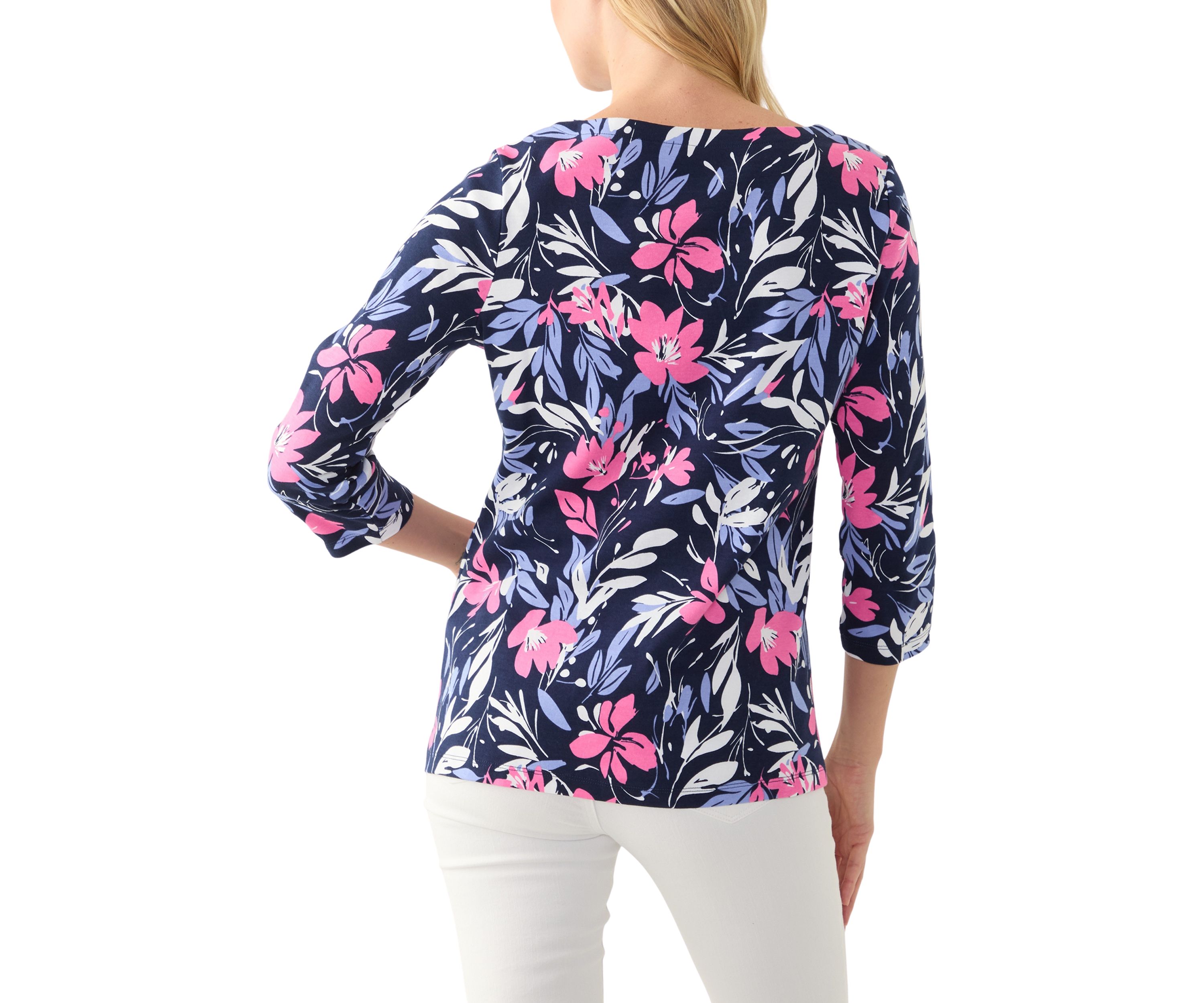 Womens Printed Split Neck Top