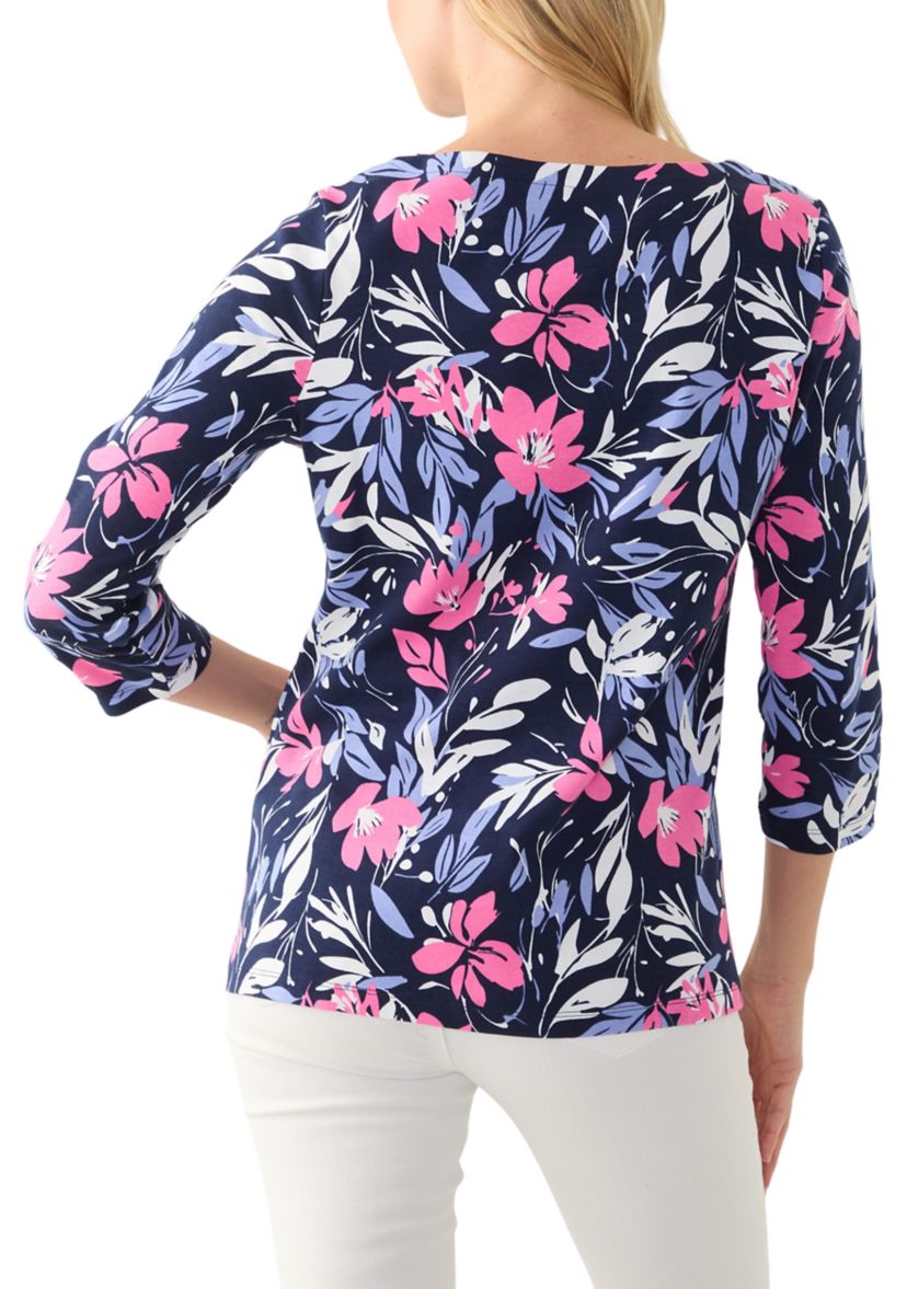 Womens Printed Split Neck Top