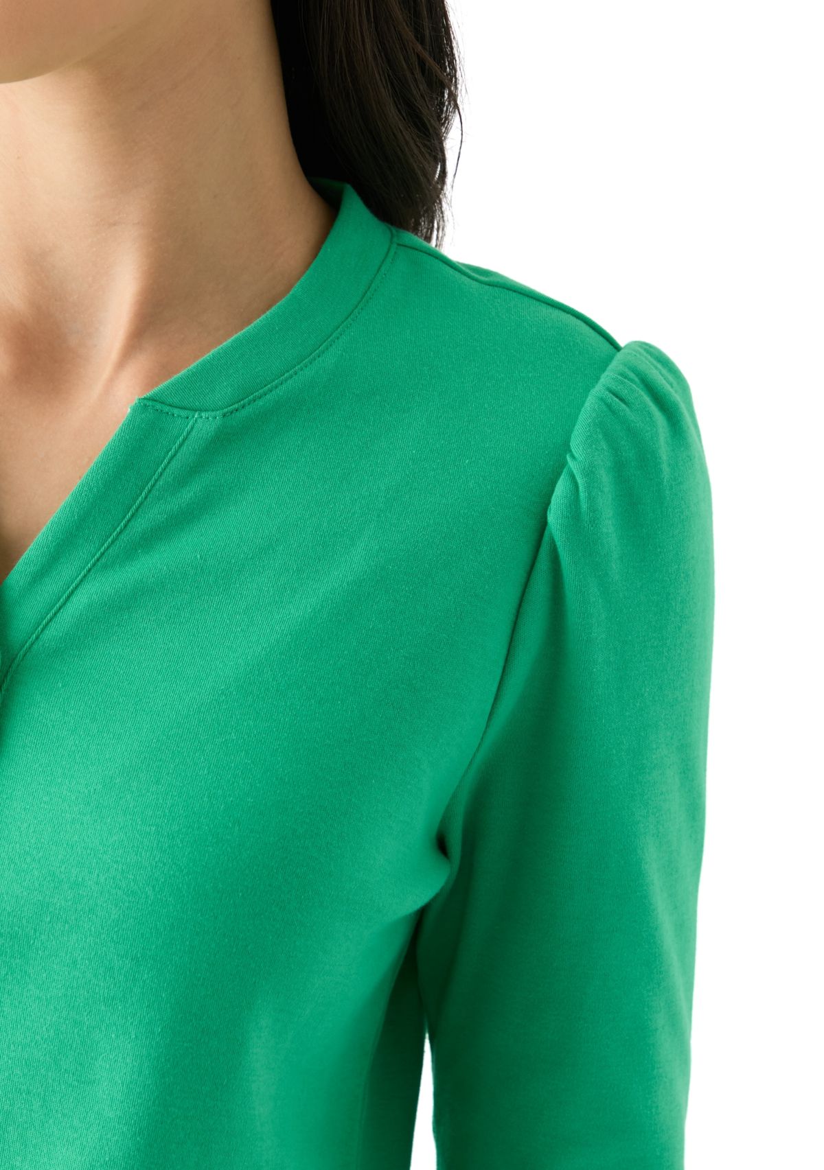 Womens 3/4 Puff Sleeve Henley Top 