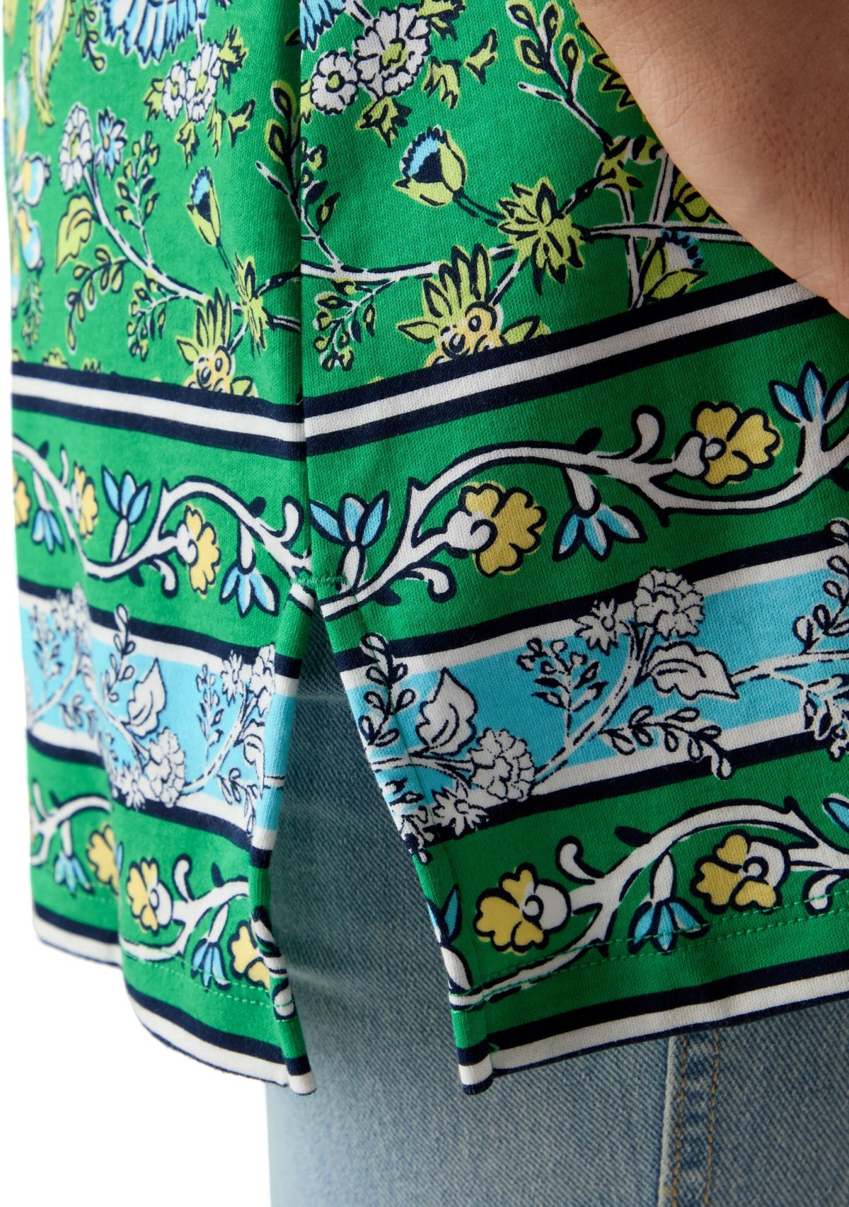 Womens 3/4 Sleeve Boat Neck Printed Top