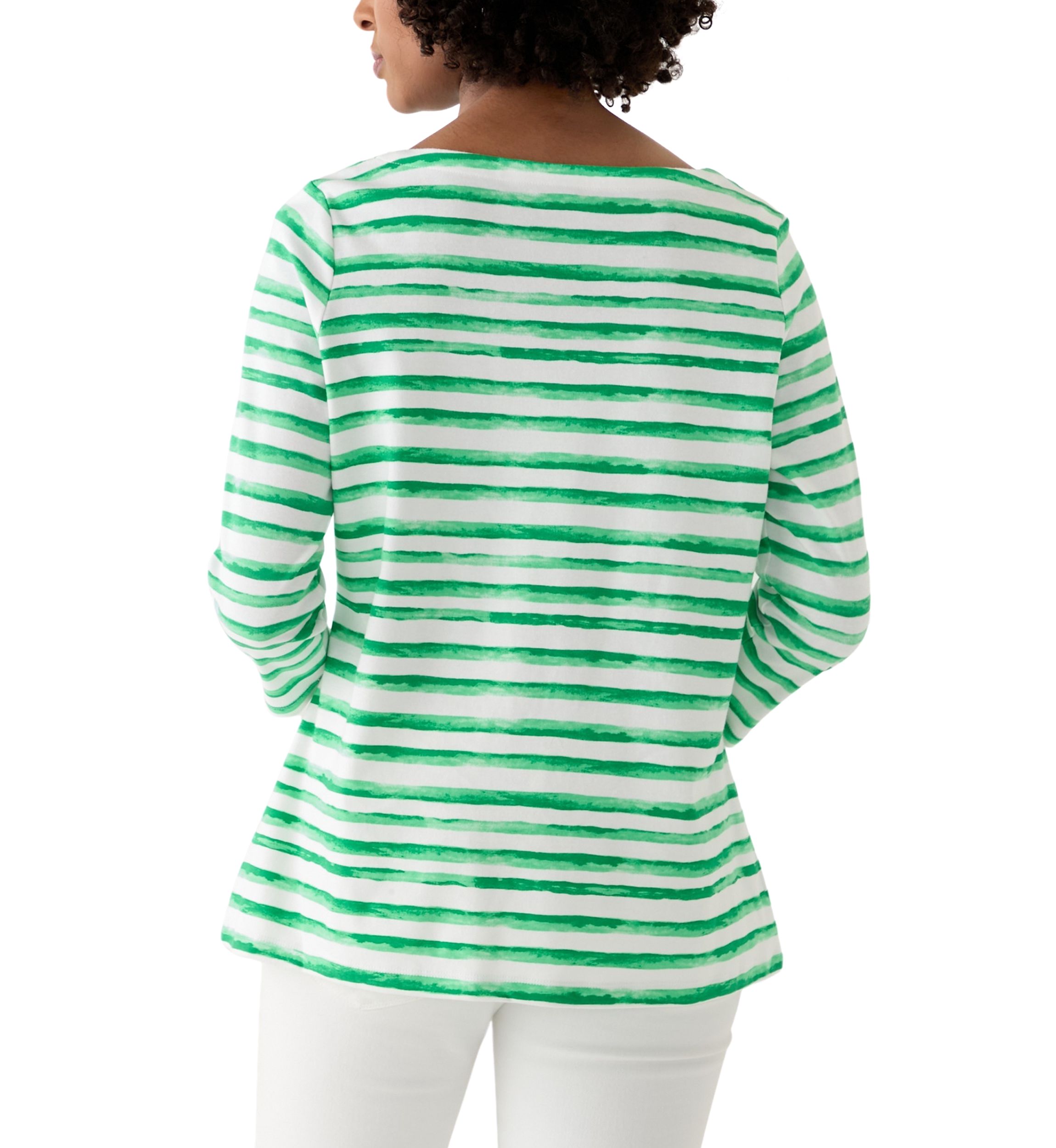  Petite Printed Split Neck Top 