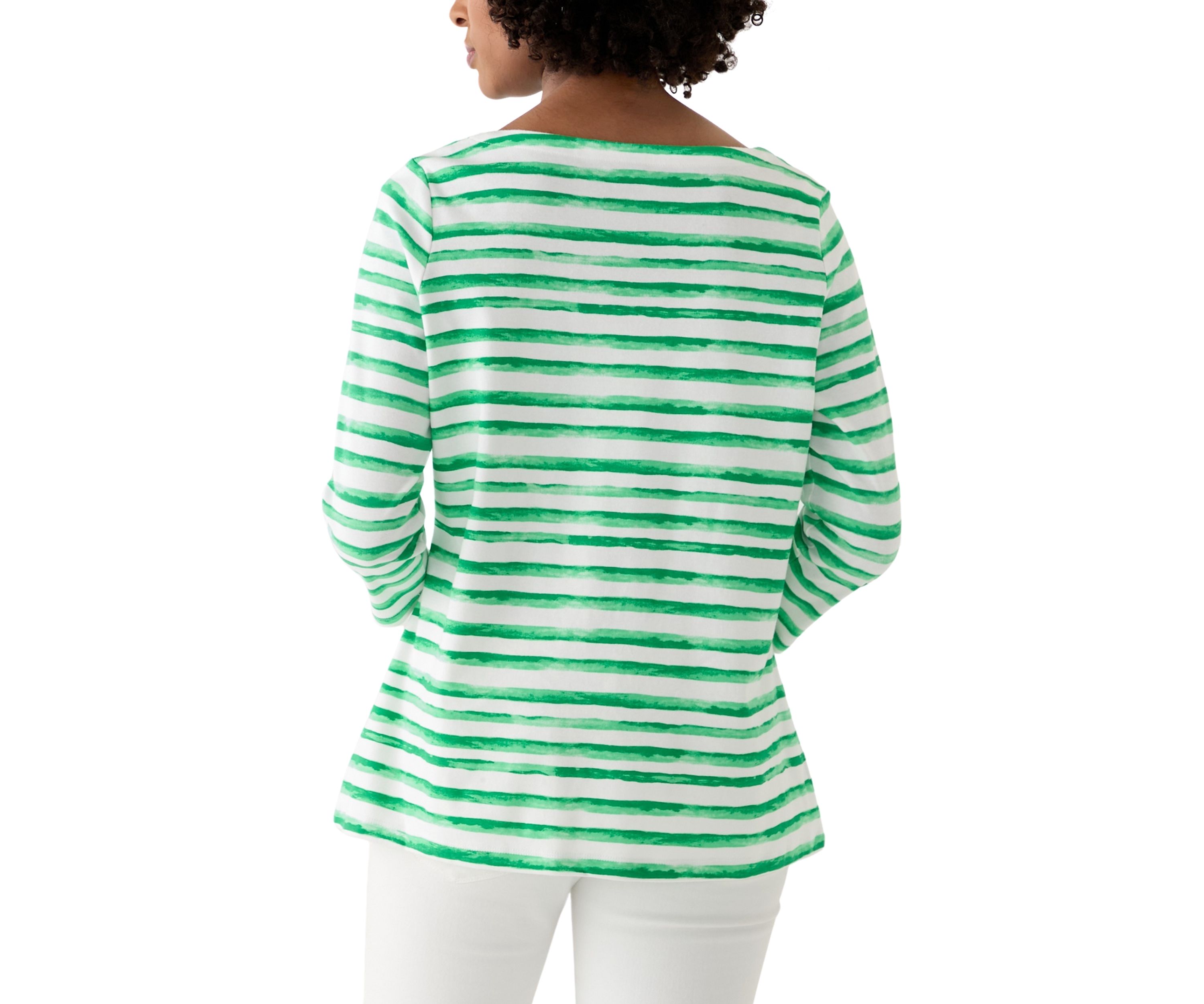  Petite Printed Split Neck Top 