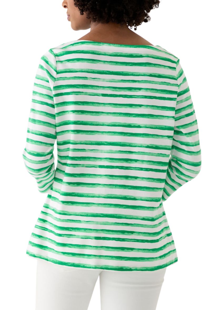  Petite Printed Split Neck Top 