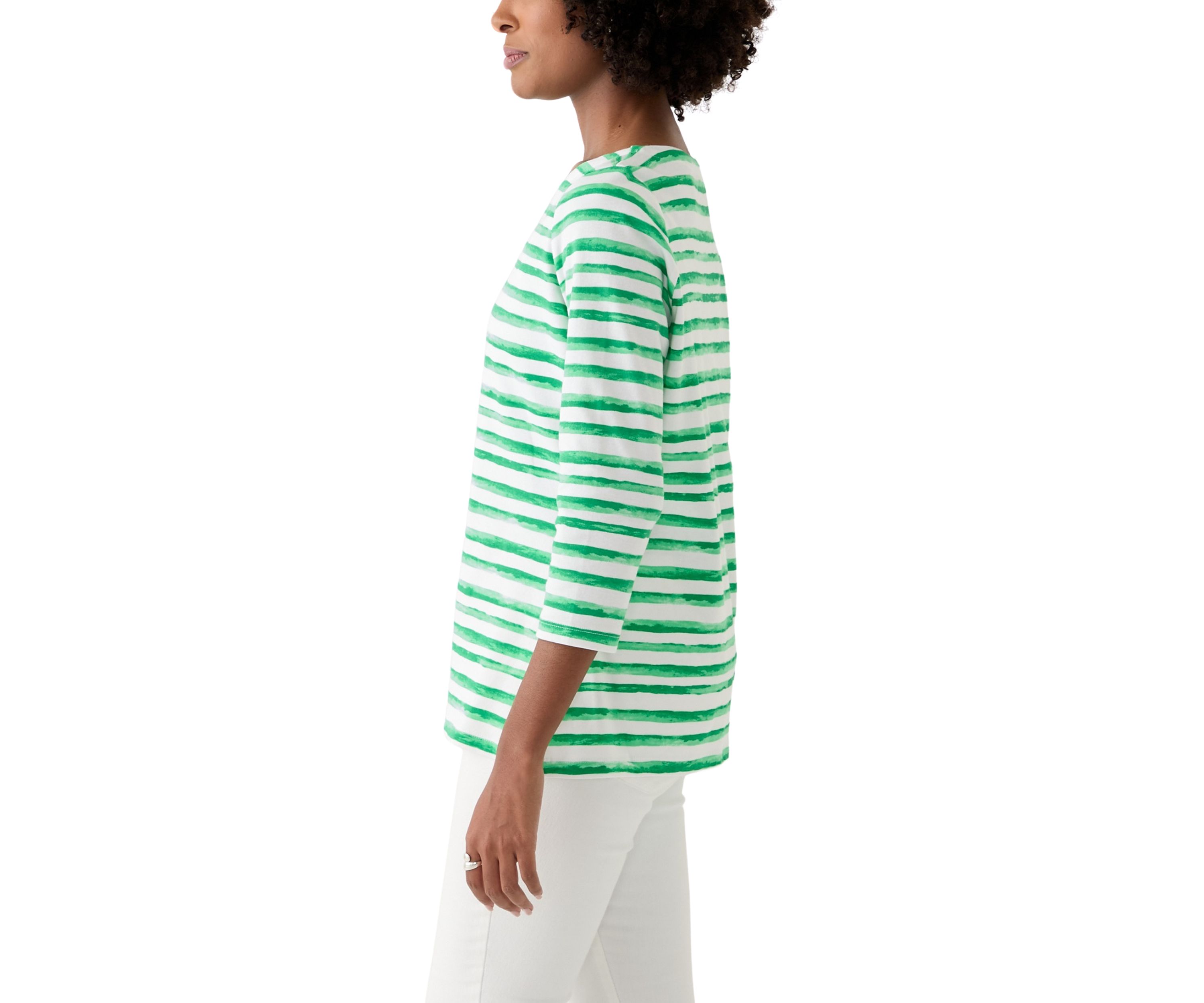  Petite Printed Split Neck Top 