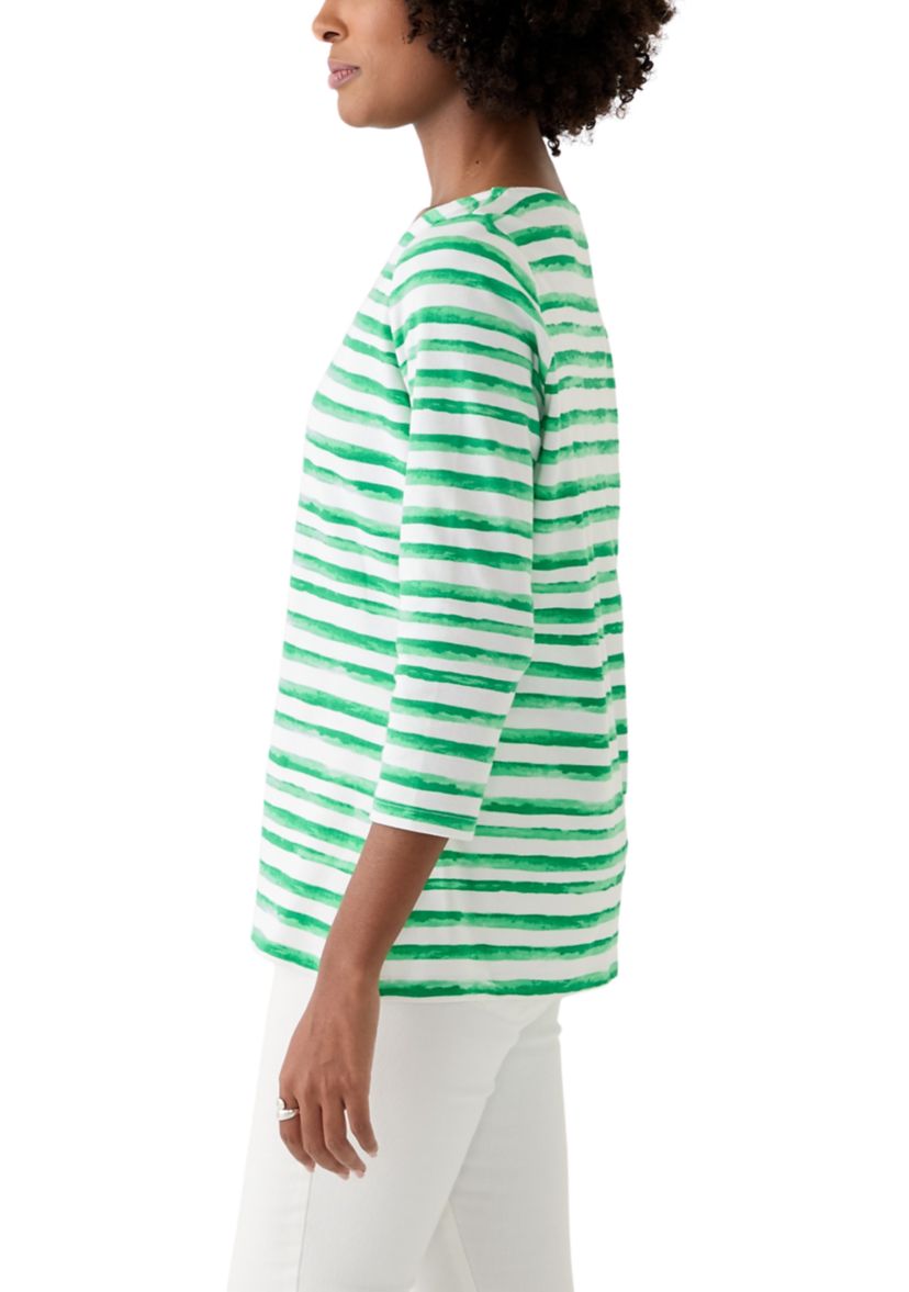  Petite Printed Split Neck Top 