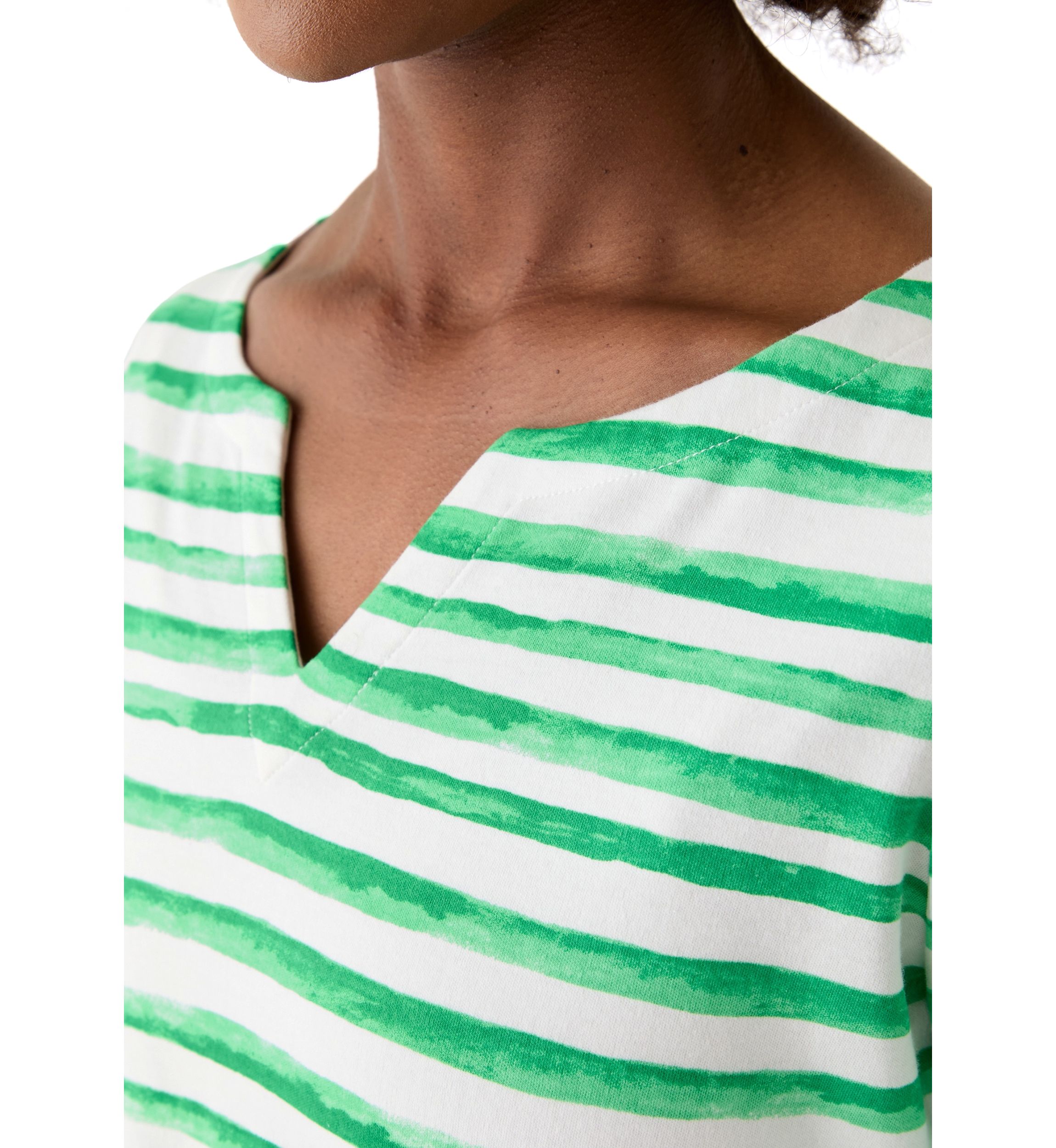  Petite Printed Split Neck Top 