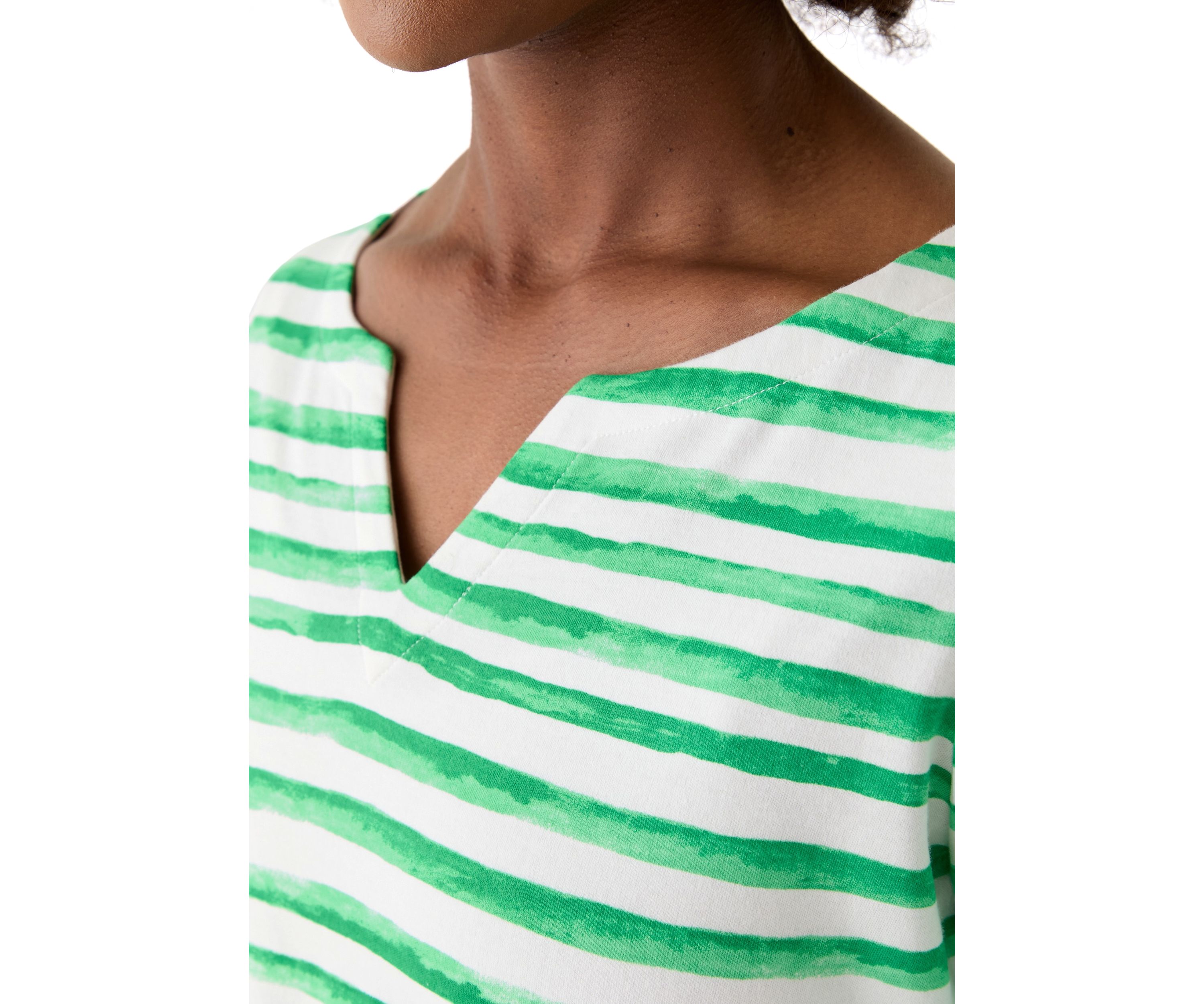  Petite Printed Split Neck Top 