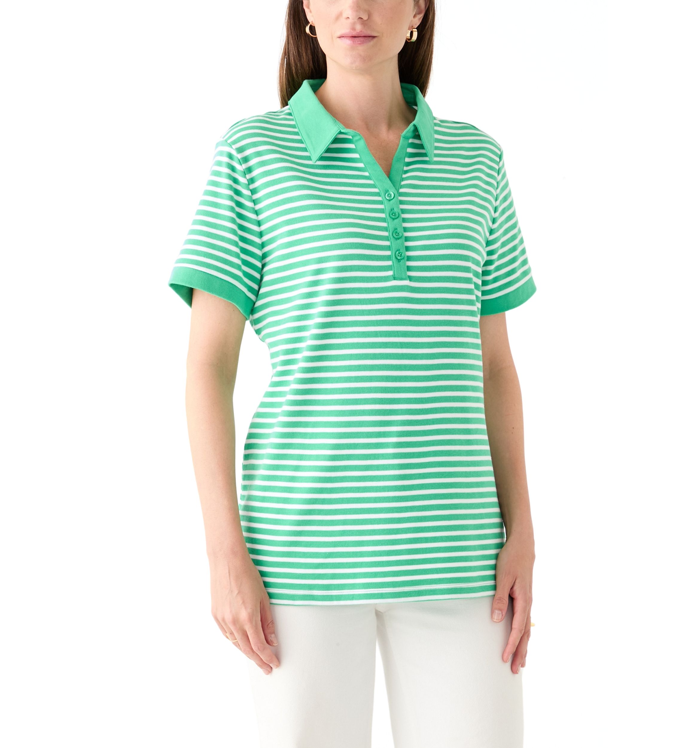 Womens Short Sleeve Yarn Dyed Polo Shirt