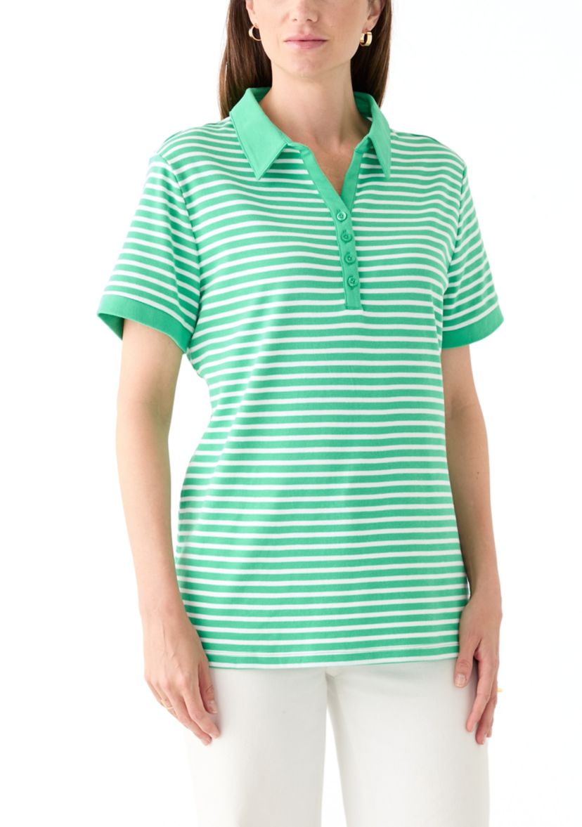 Womens Short Sleeve Yarn Dyed Polo Shirt