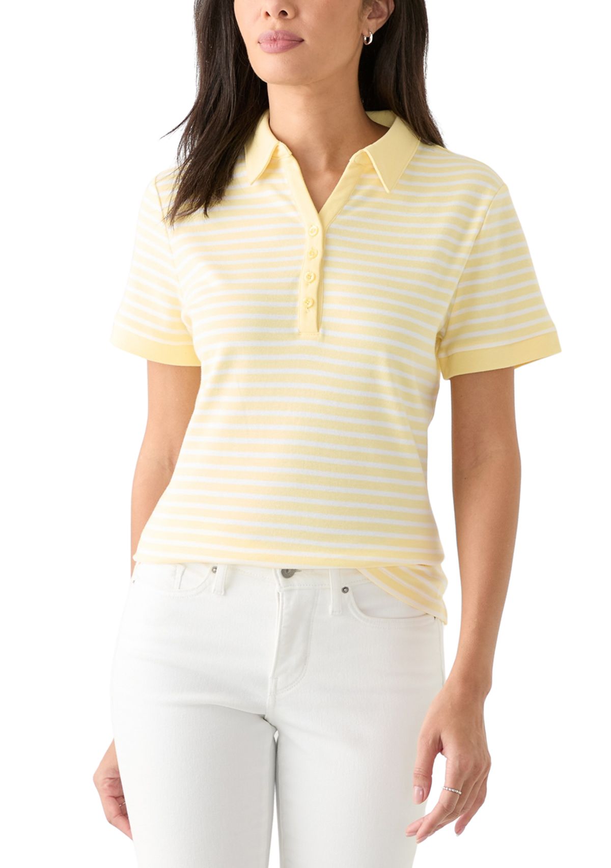 Womens Short Sleeve Yarn Dyed Polo Shirt