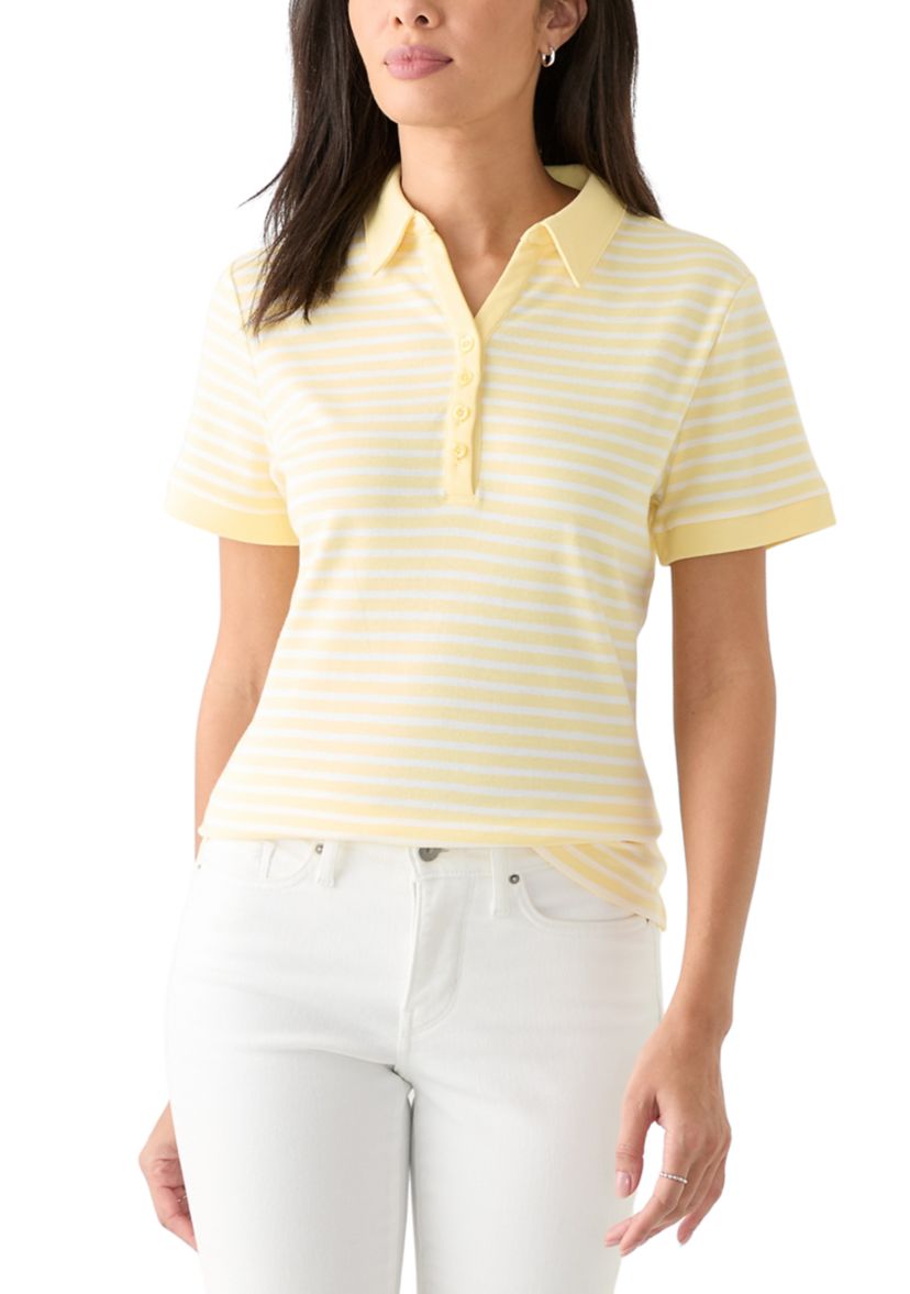 Womens Short Sleeve Yarn Dyed Polo Shirt