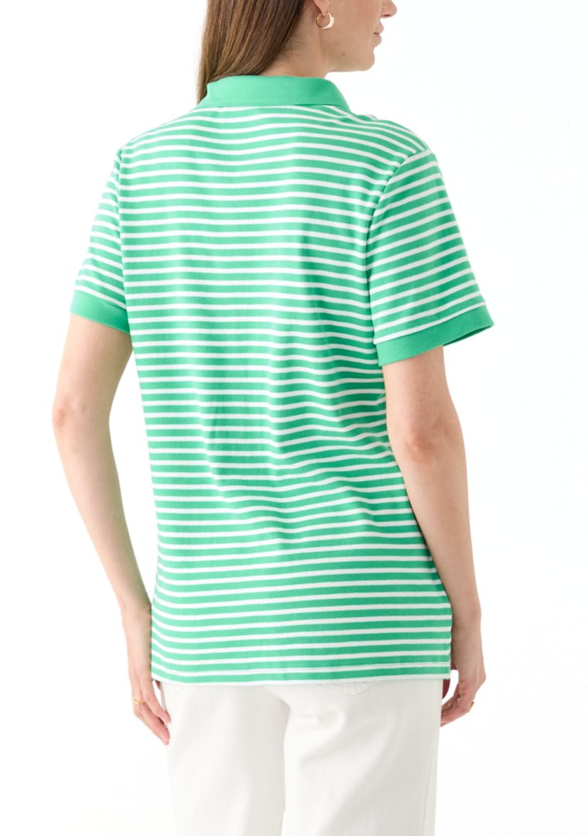 Womens Short Sleeve Yarn Dyed Polo Shirt