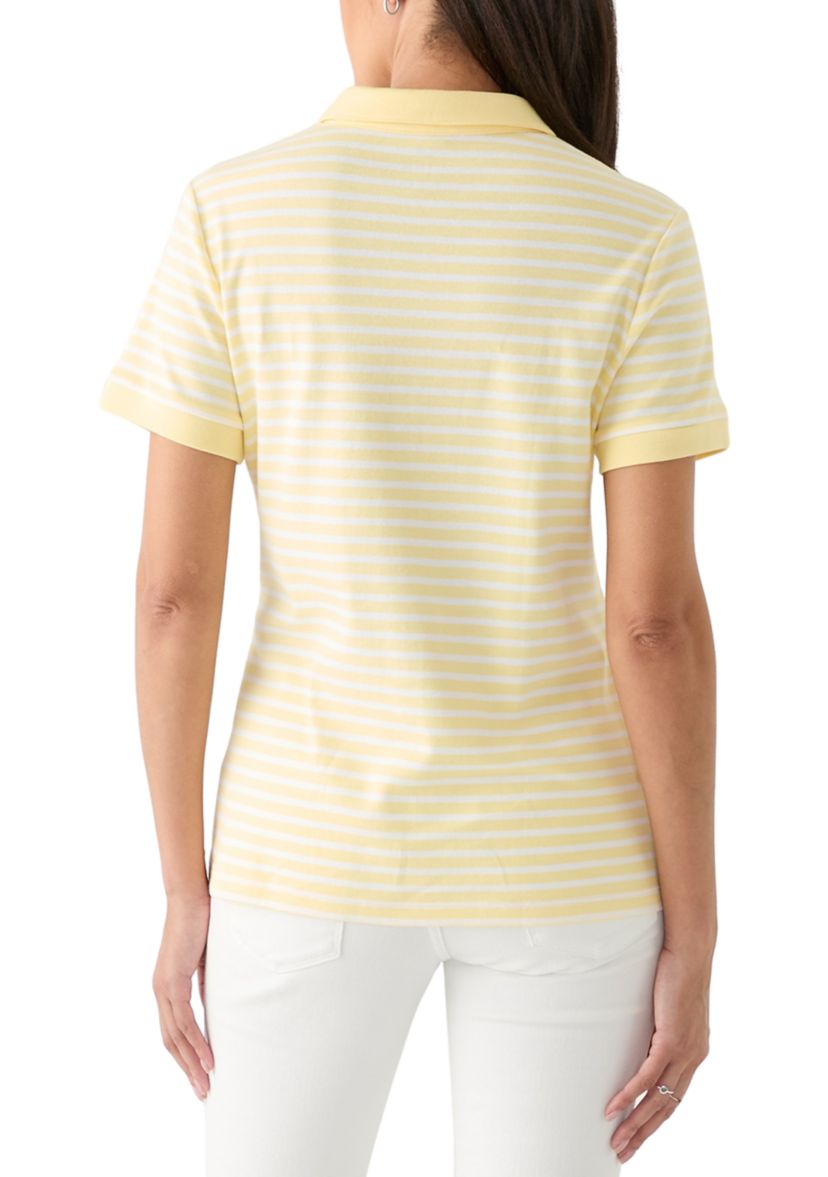 Womens Short Sleeve Yarn Dyed Polo Shirt