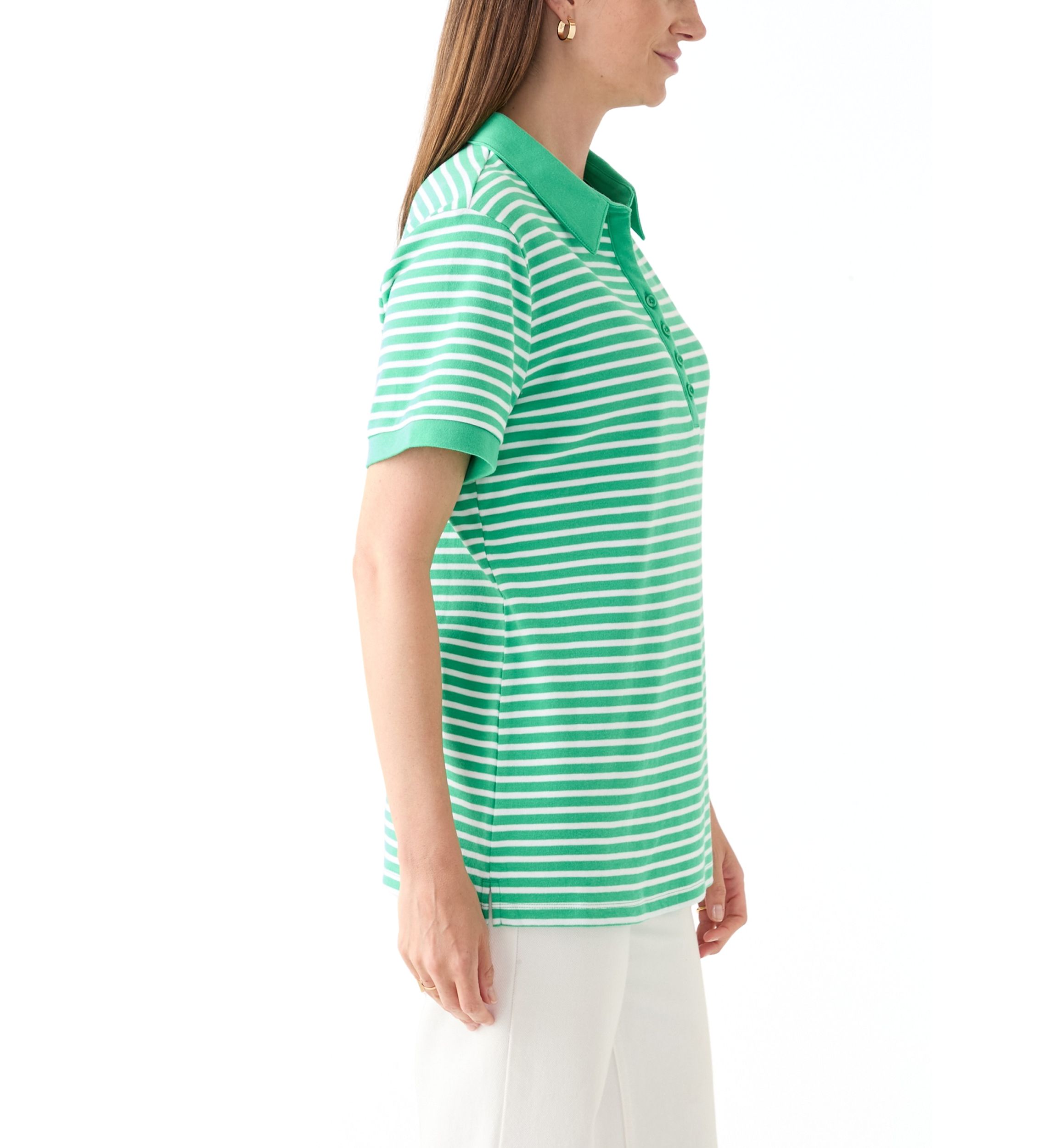 Womens Short Sleeve Yarn Dyed Polo Shirt