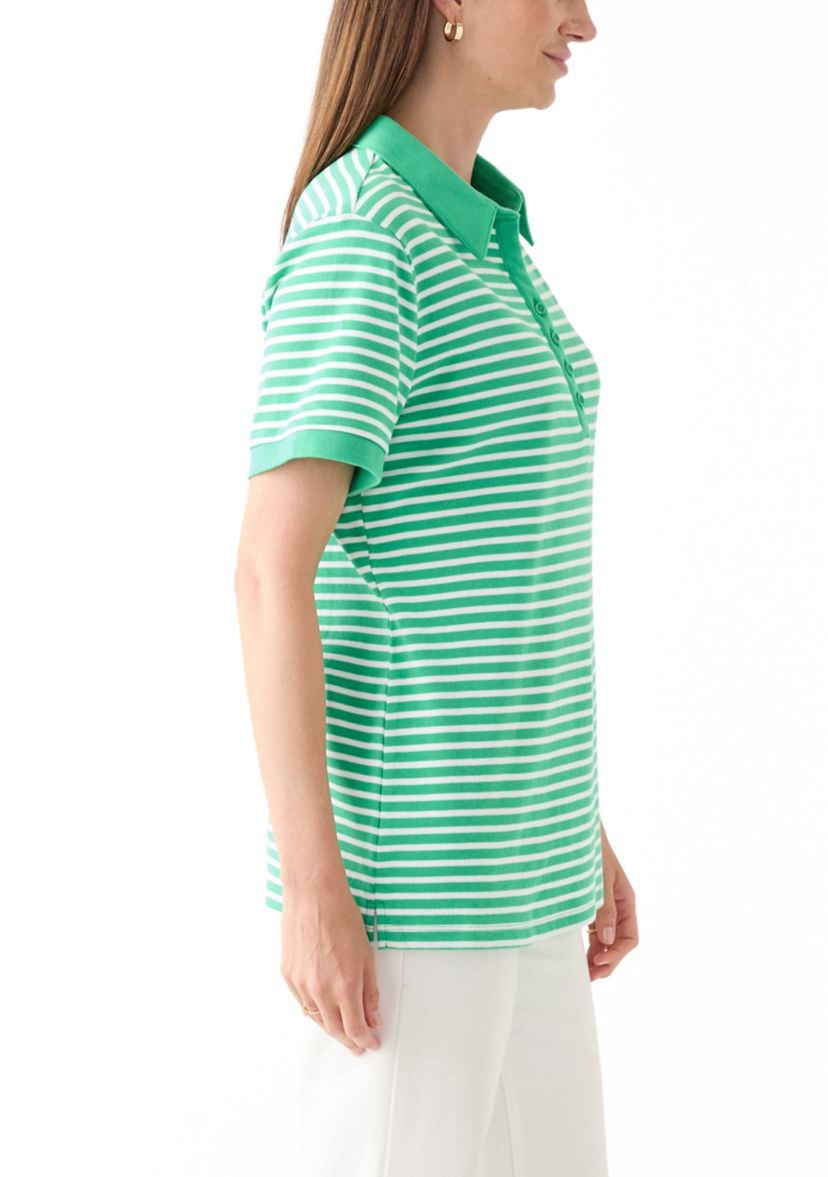 Womens Short Sleeve Yarn Dyed Polo Shirt