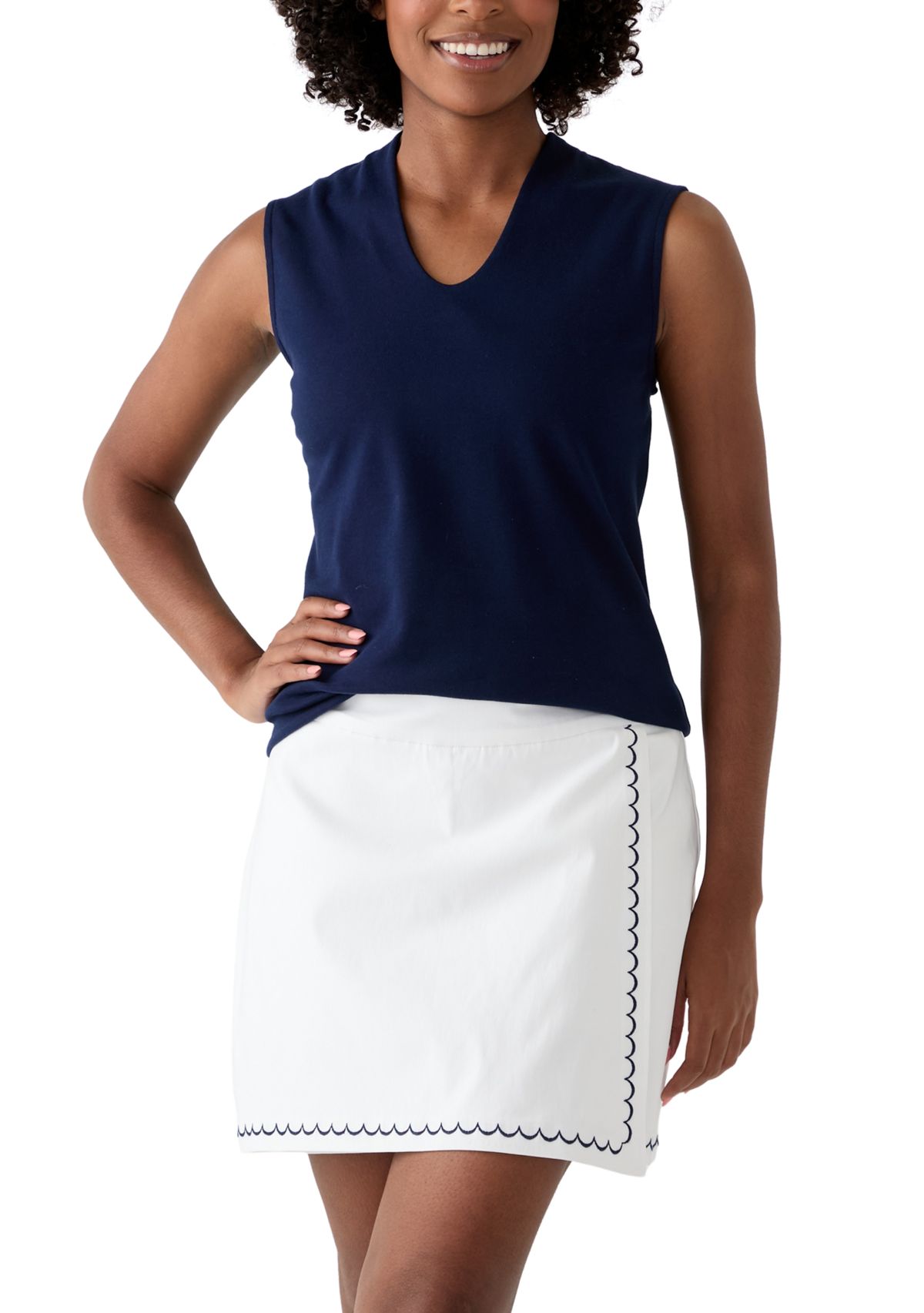 Womens Solid Sleeveless Shell Top