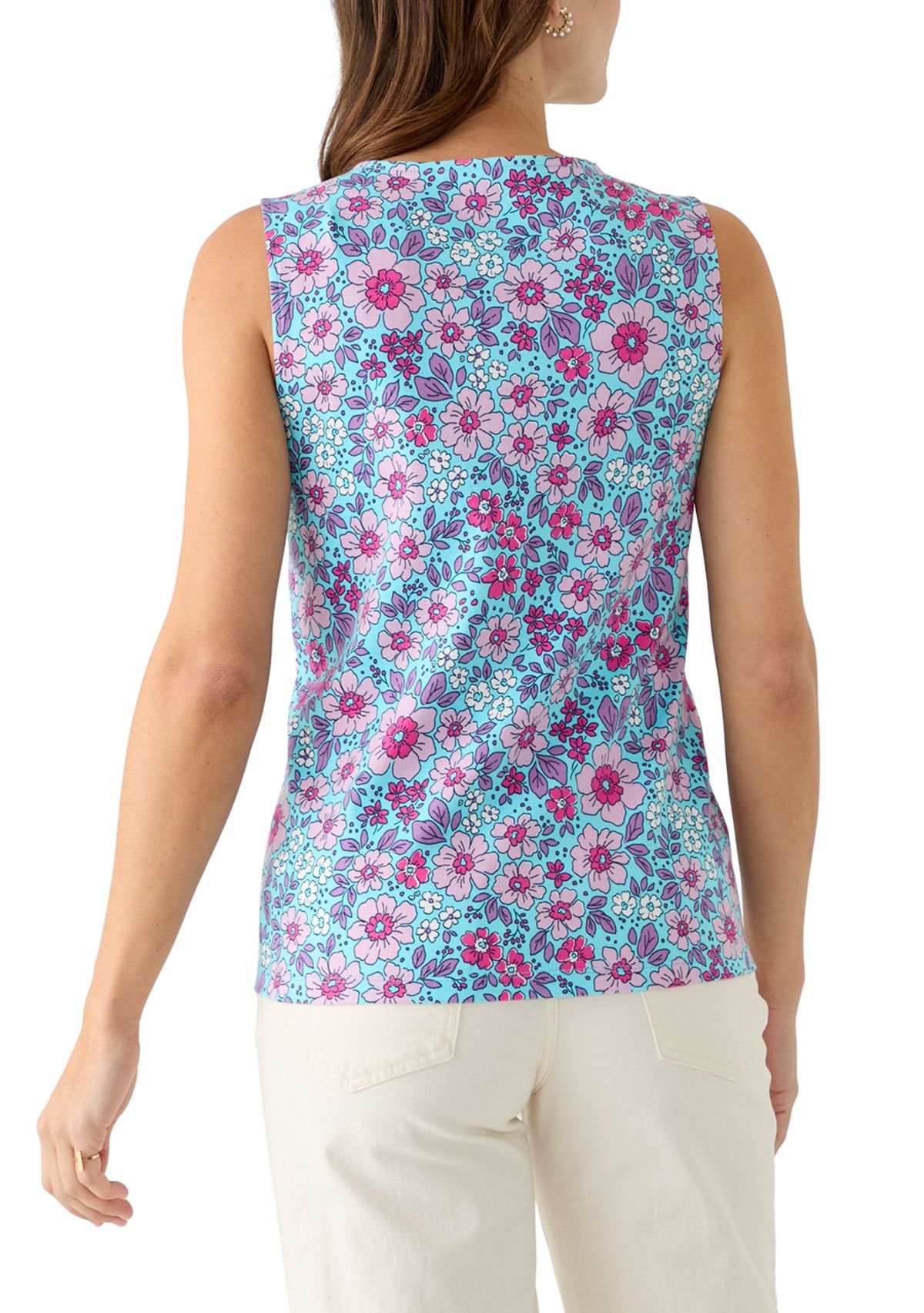 Womens Sleeveless Split Neck Tank Top 