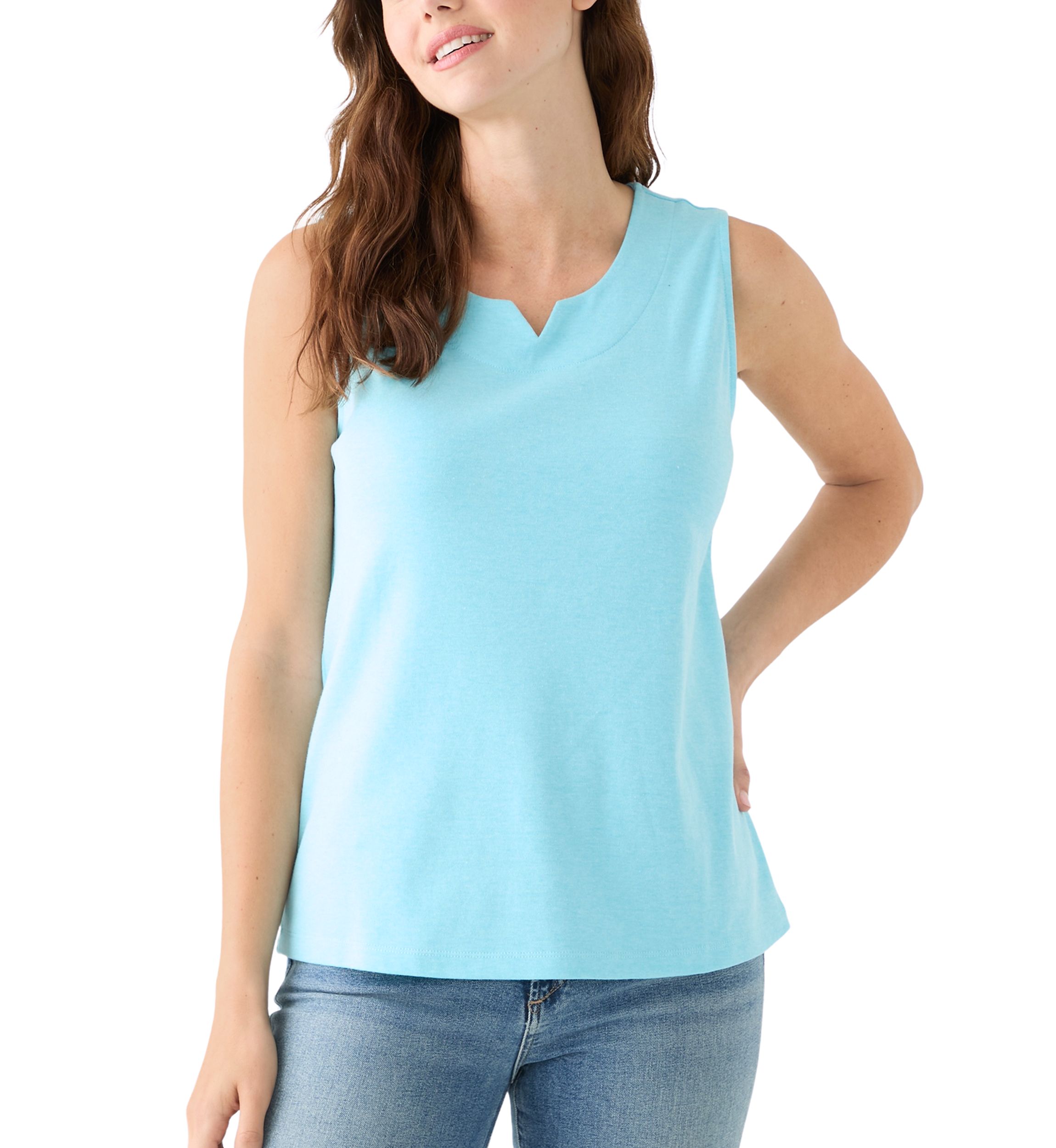 Womens Split Neck Tank Top