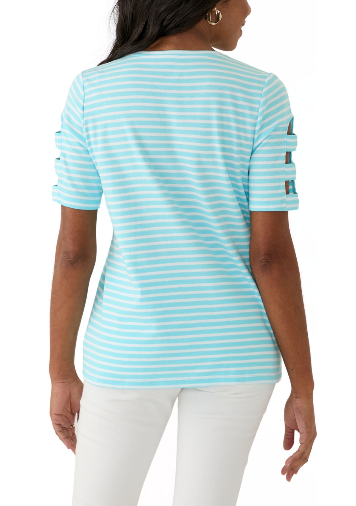 Womens Ladder Sleeve Striped T-Shirt