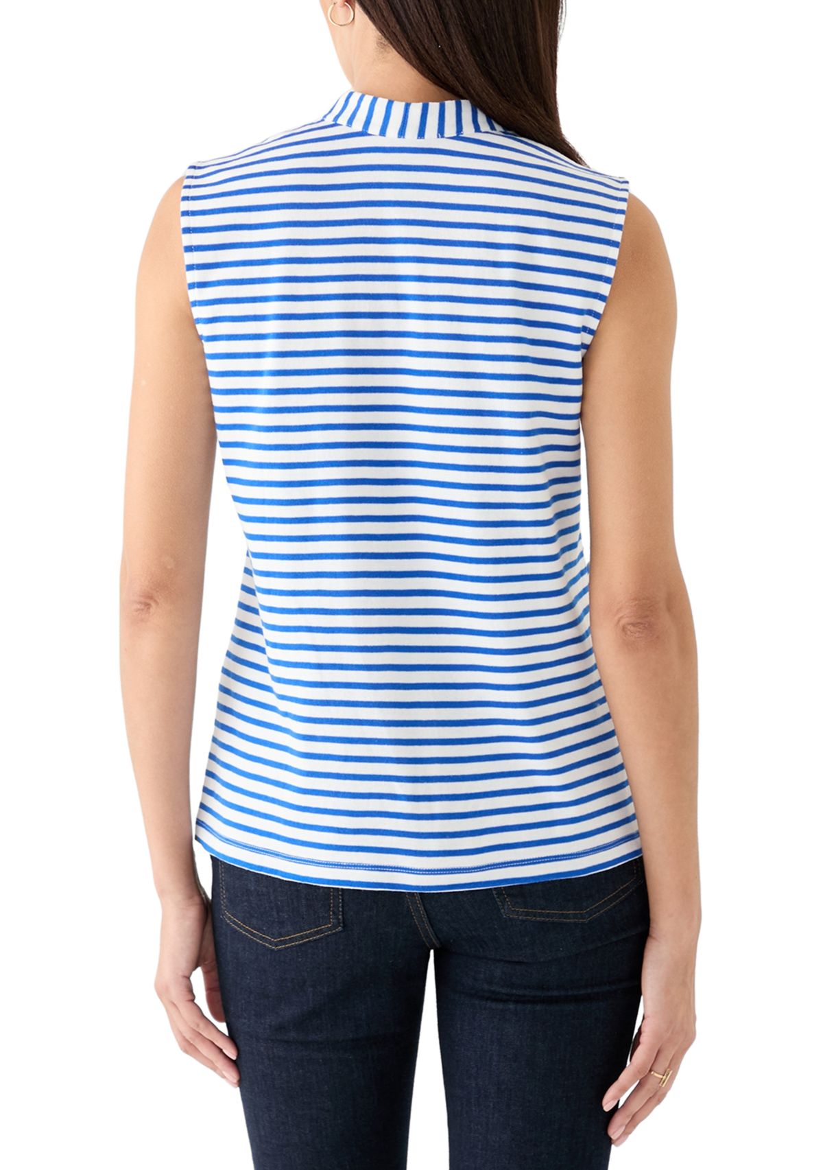 Womens Sleeveless V-Neck Yarn Dyed Top