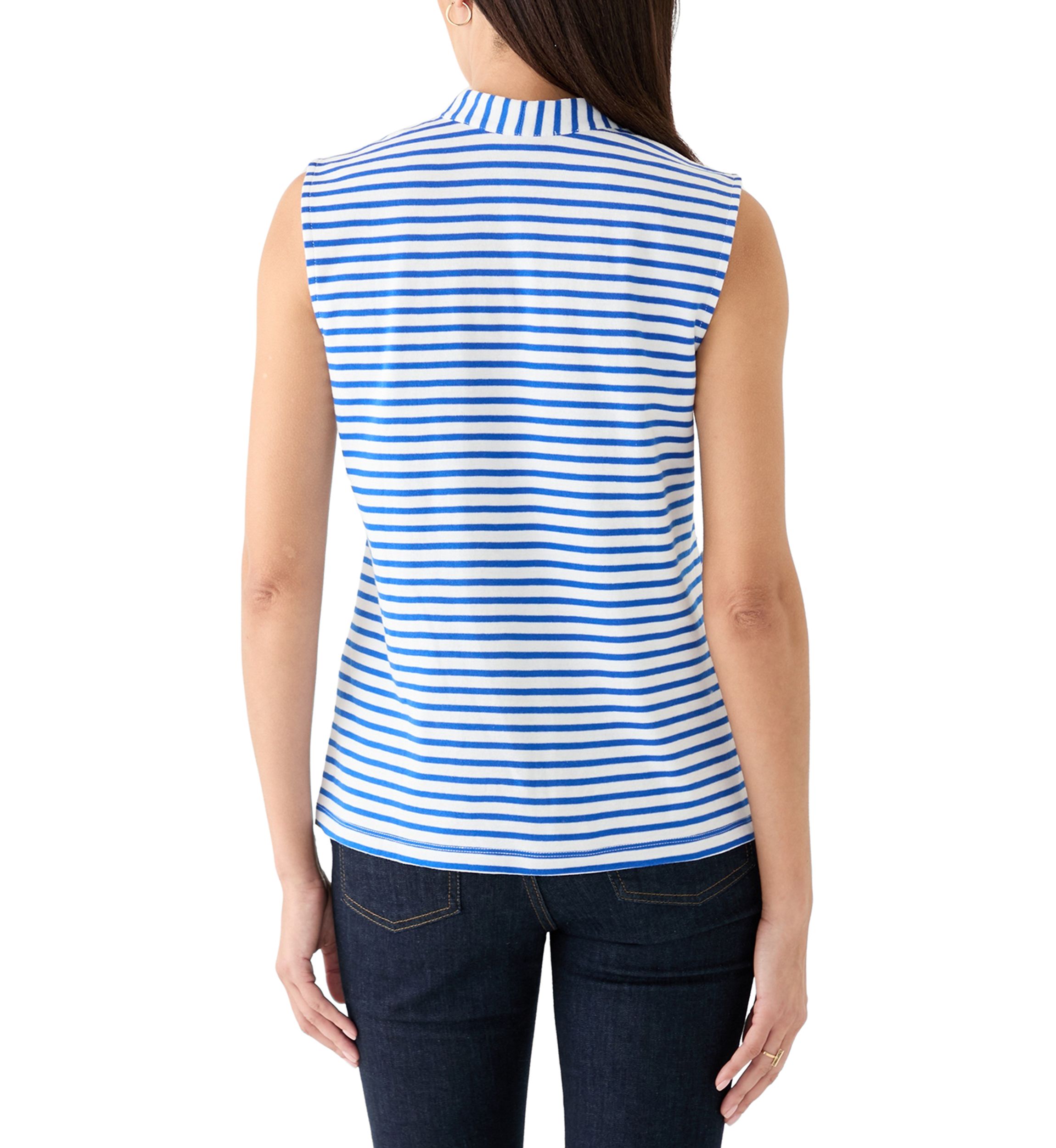 Womens Sleeveless V-Neck Yarn Dyed Top