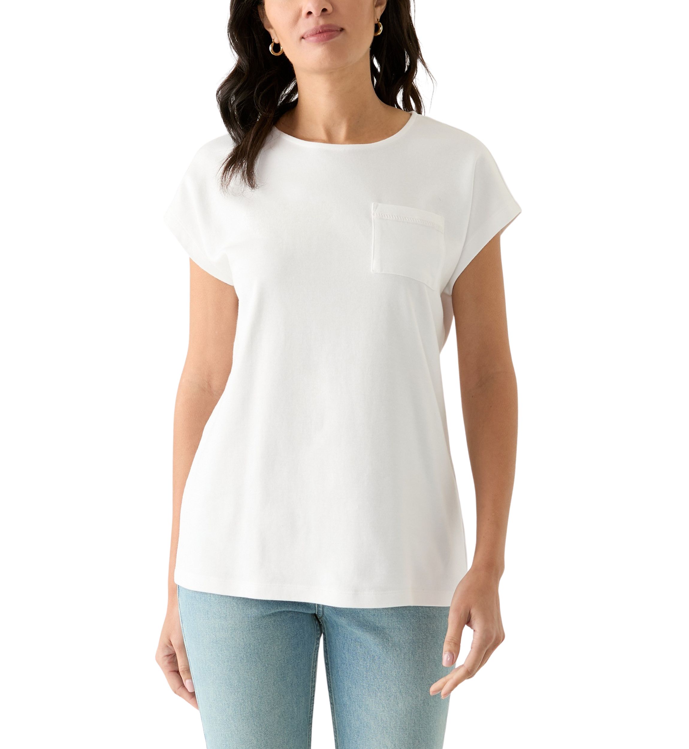 Womens Dolman Crochet Trim Solid T-Shirt