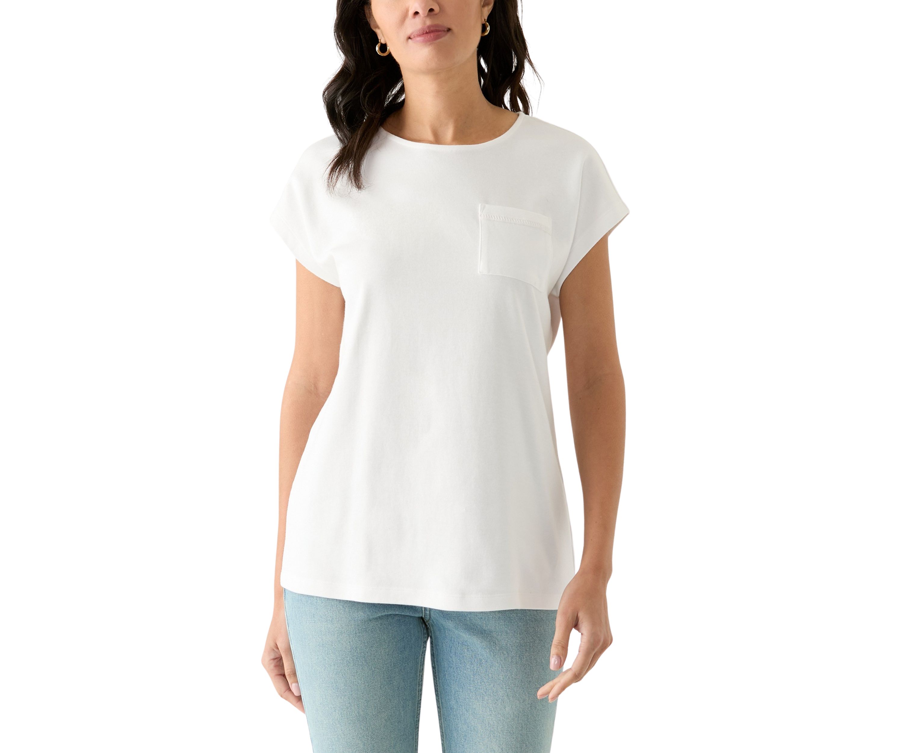 Womens Dolman Crochet Trim Solid T-Shirt