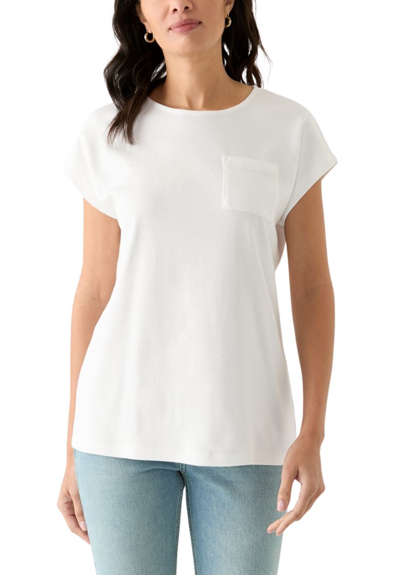Womens Dolman Crochet Trim Solid T-Shirt