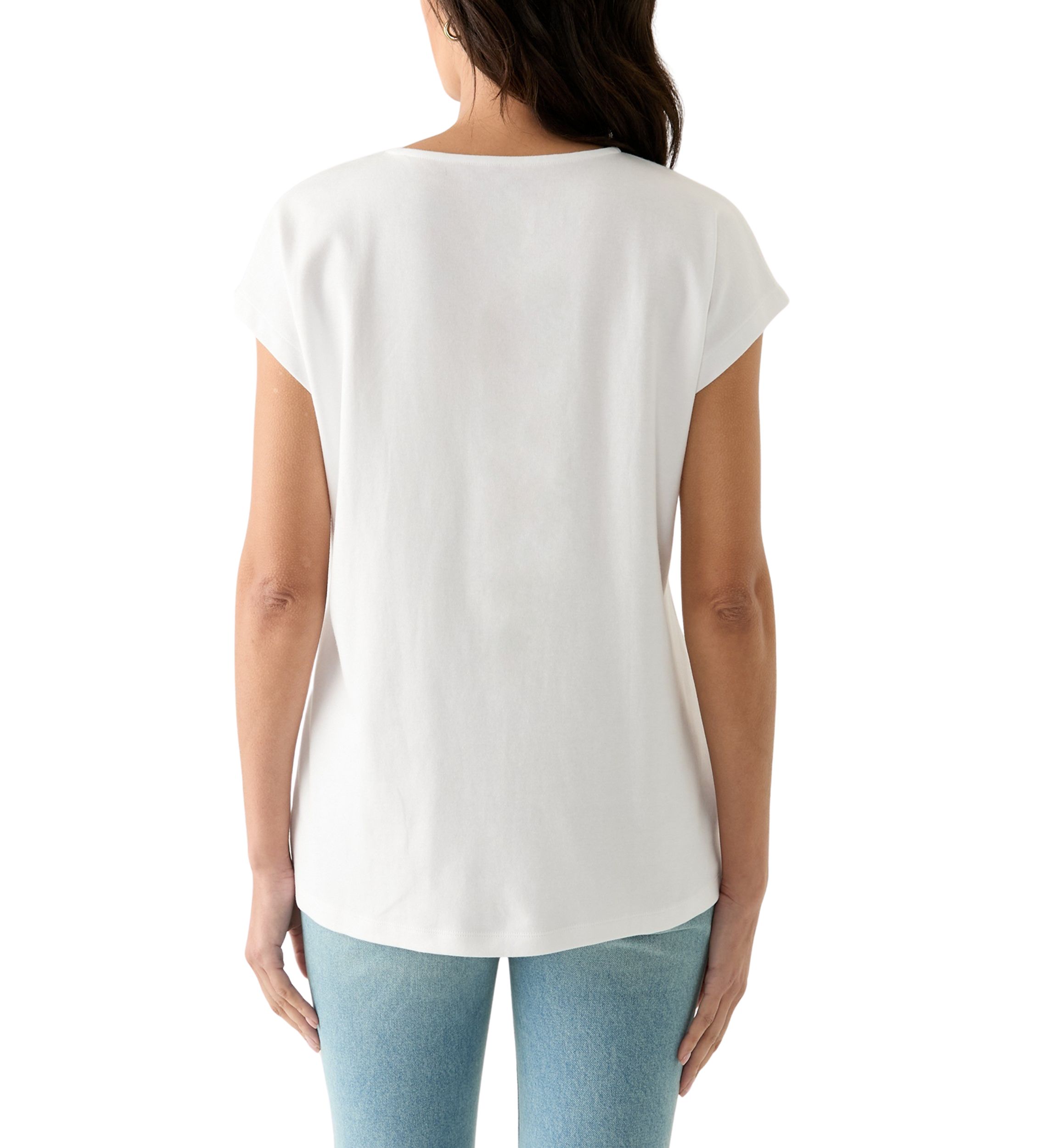 Womens Dolman Crochet Trim Solid T-Shirt