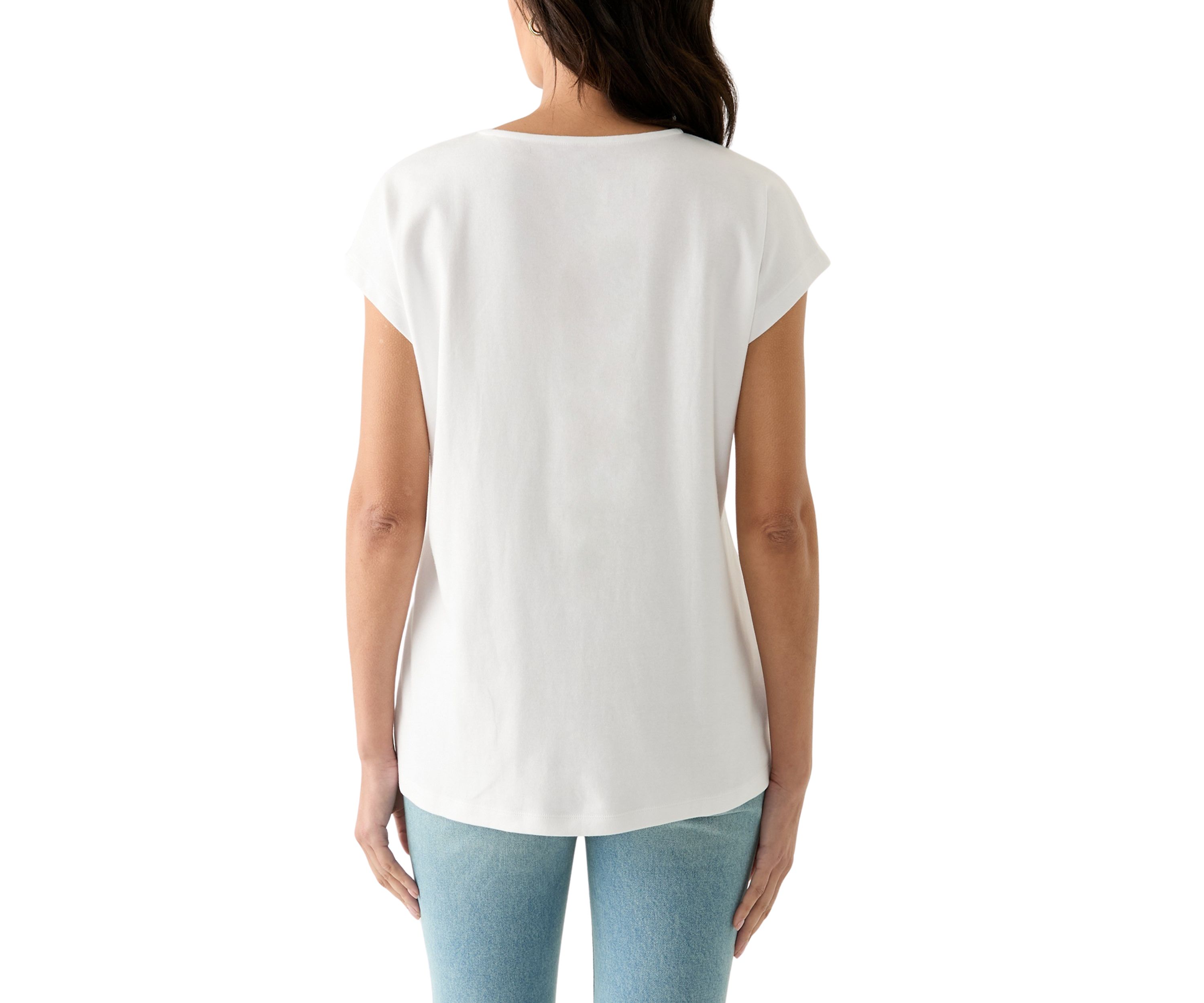 Womens Dolman Crochet Trim Solid T-Shirt