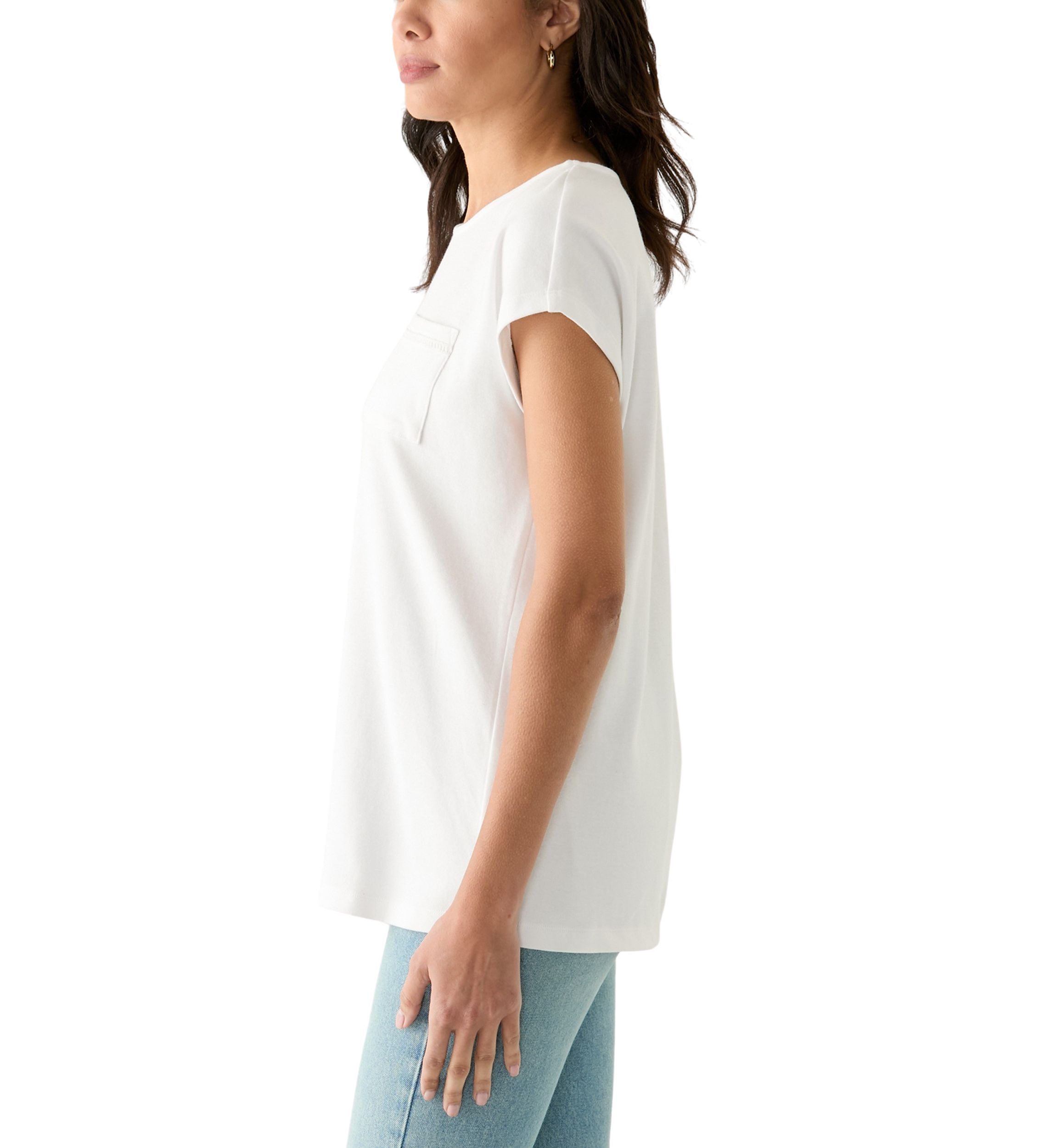 Womens Dolman Crochet Trim Solid T-Shirt