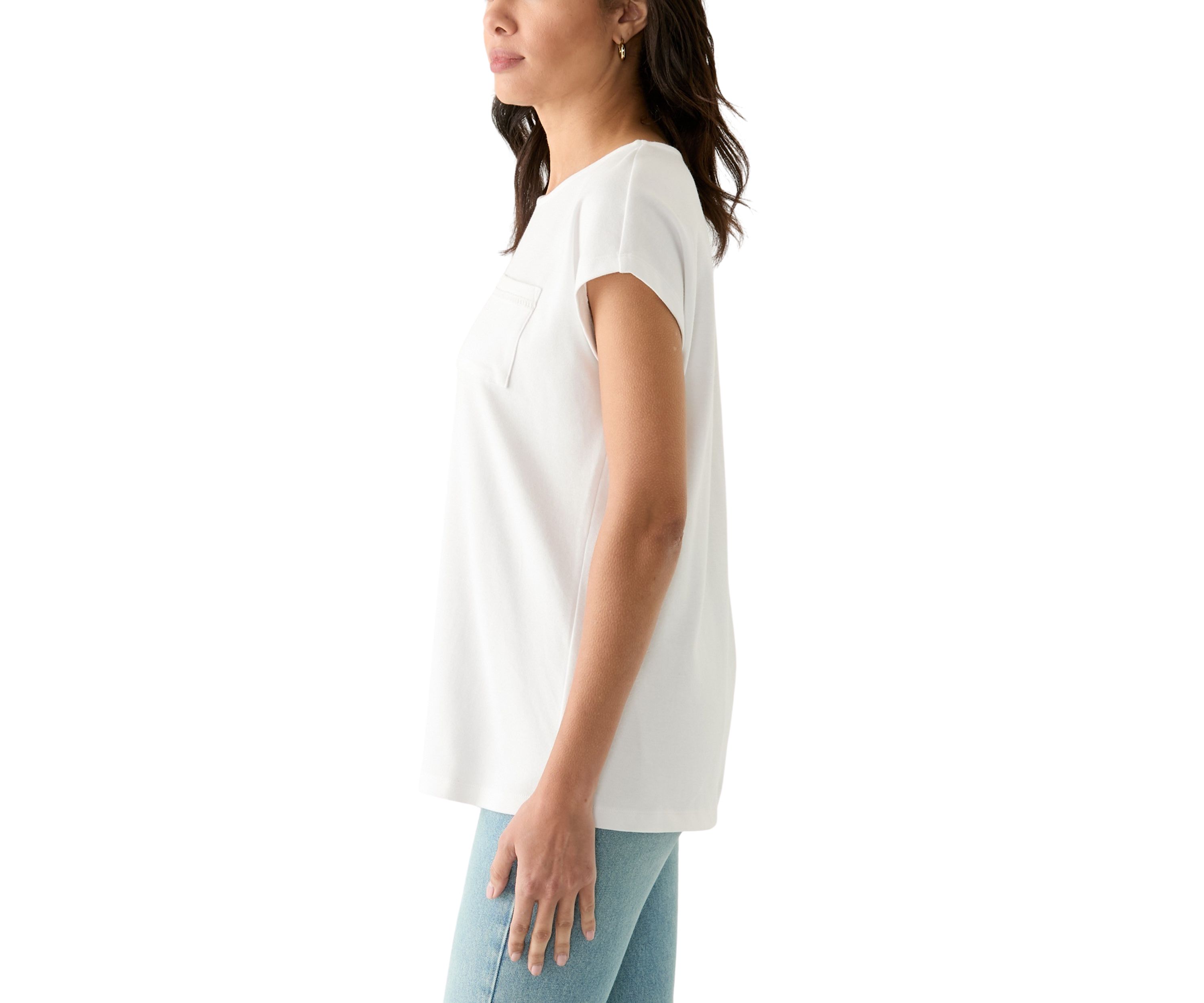 Womens Dolman Crochet Trim Solid T-Shirt
