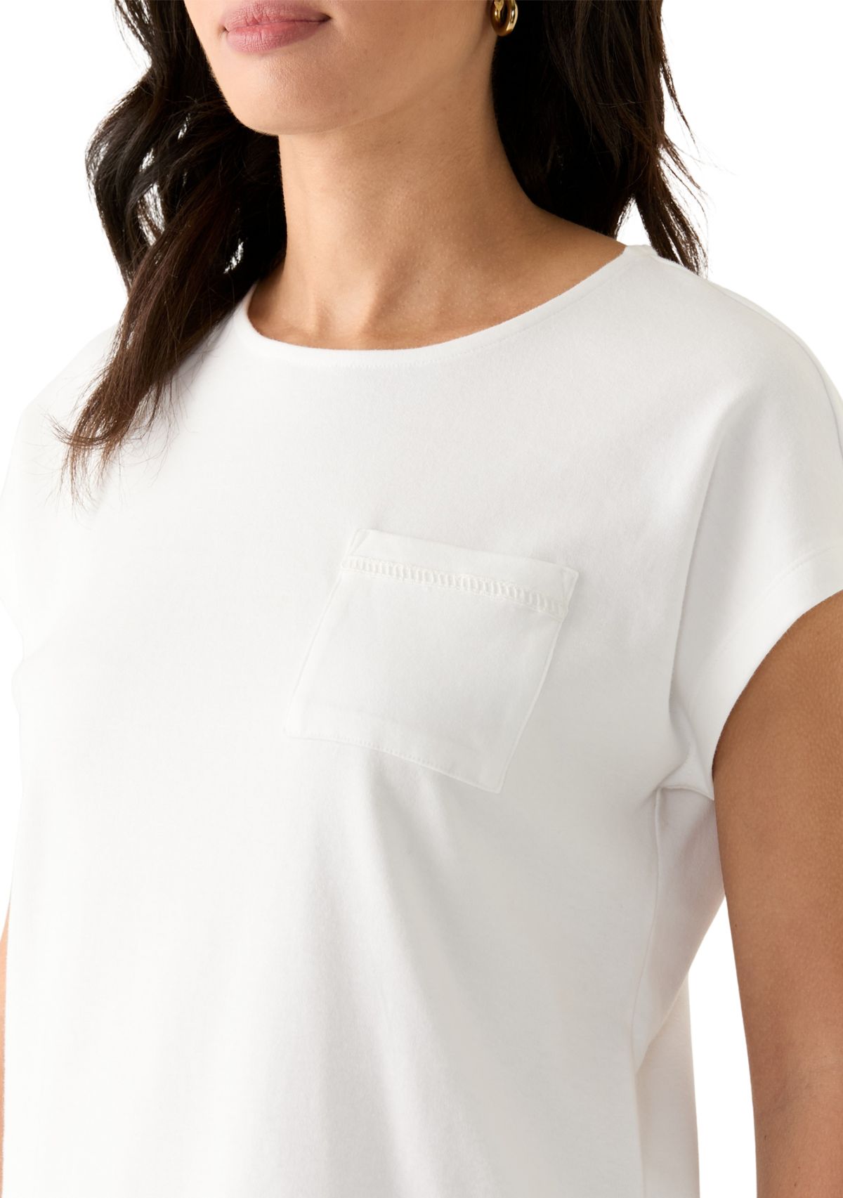 Womens Dolman Crochet Trim Solid T-Shirt