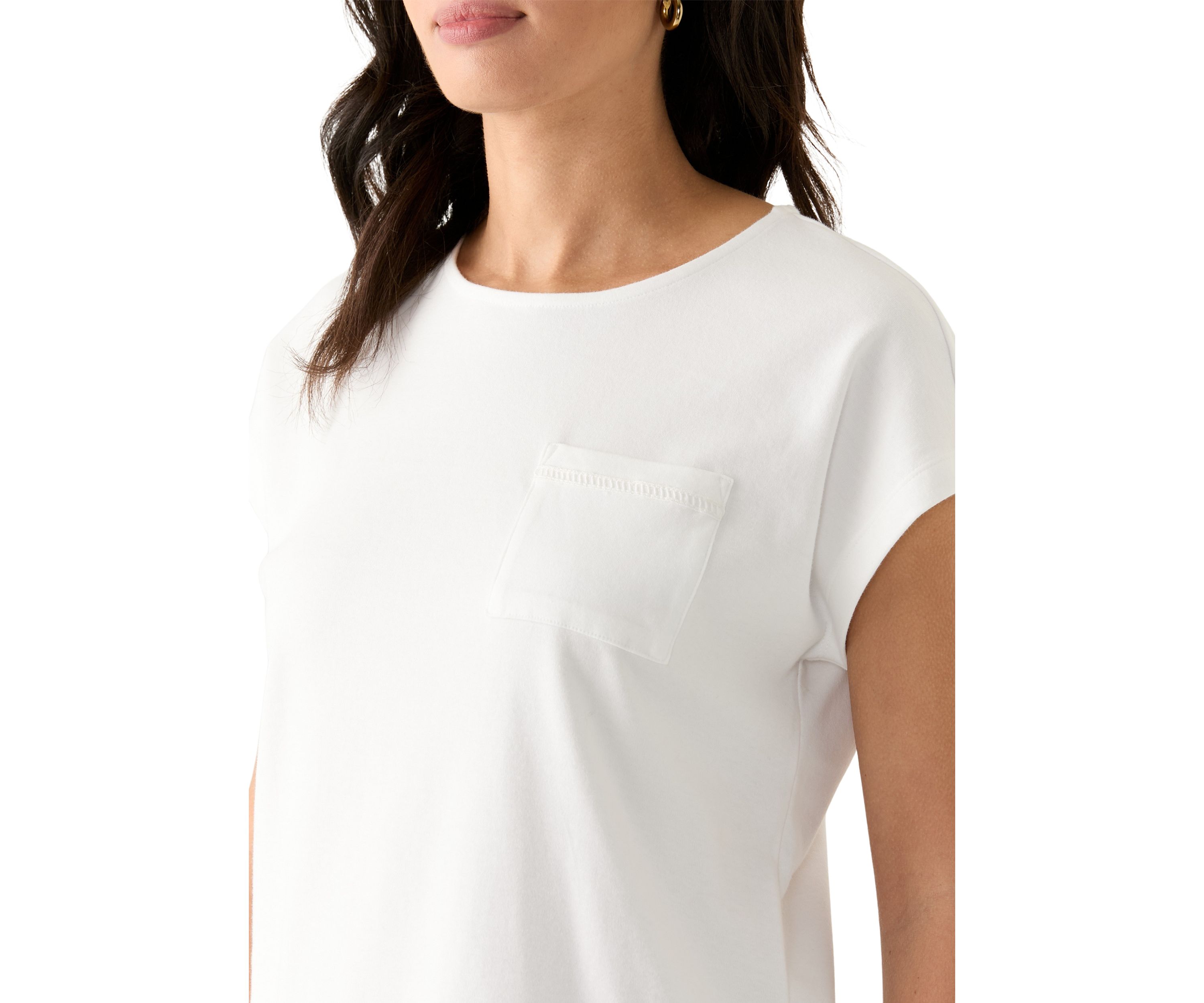 Womens Dolman Crochet Trim Solid T-Shirt